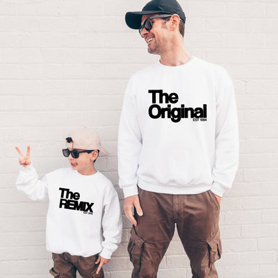 The Original The Remix Sweatshirts Vater Sohn Pullover Partnerlook Mama Tochter Outfit Set personalisiert Vater Sohn Geschenk Vatertag