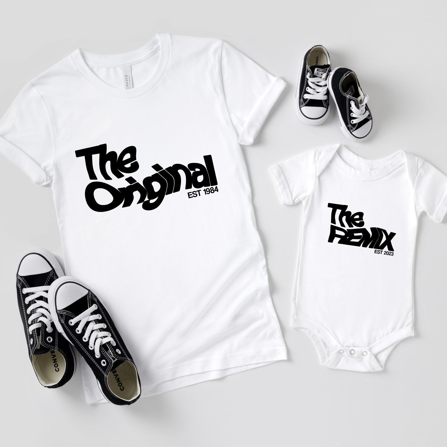 The Original The Remix Shirts Warped Vater Sohn Partnerlook Mama Tochter Outfit Set Babybody bedruckt personalisiert Geschenk Vatertag