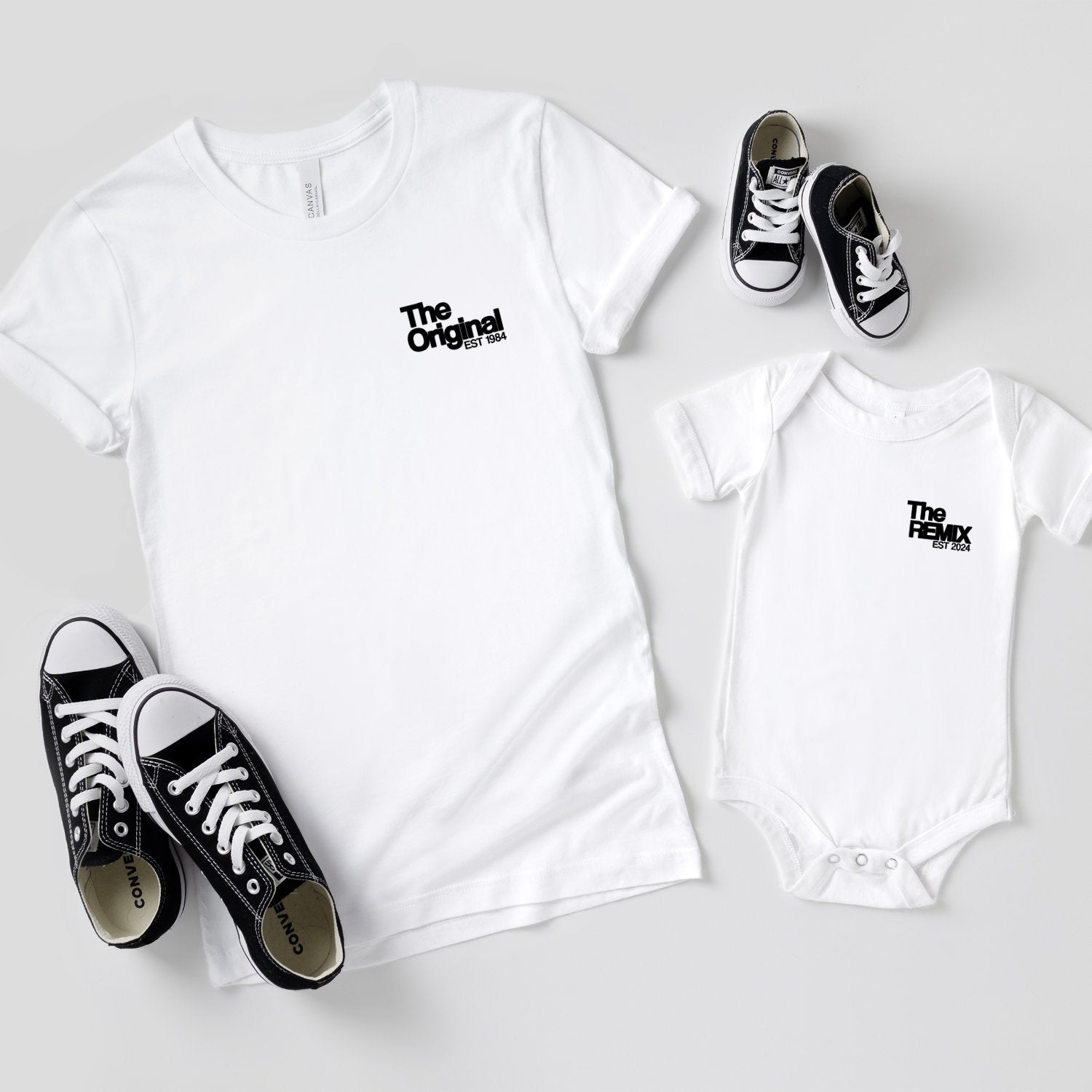 The Original The Remix Shirts Vater Sohn Partnerlook Mama Tochter Outfit Set Papa Geschenk Baby Vatertag Babybody bedruckt personalisiert