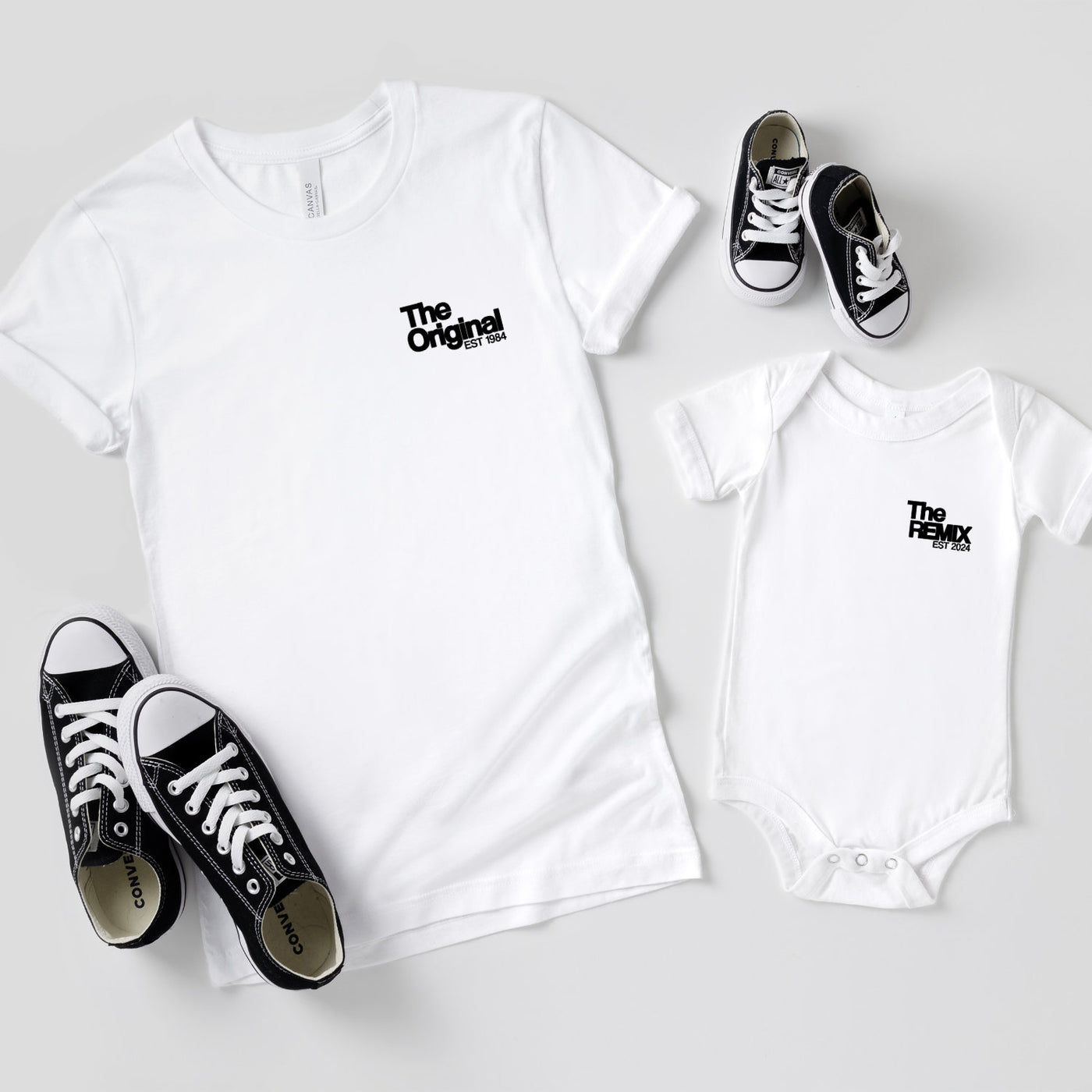 The Original The Remix Shirts Vater Sohn Partnerlook Mama Tochter Outfit Set Papa Geschenk Baby Vatertag Babybody bedruckt personalisiert
