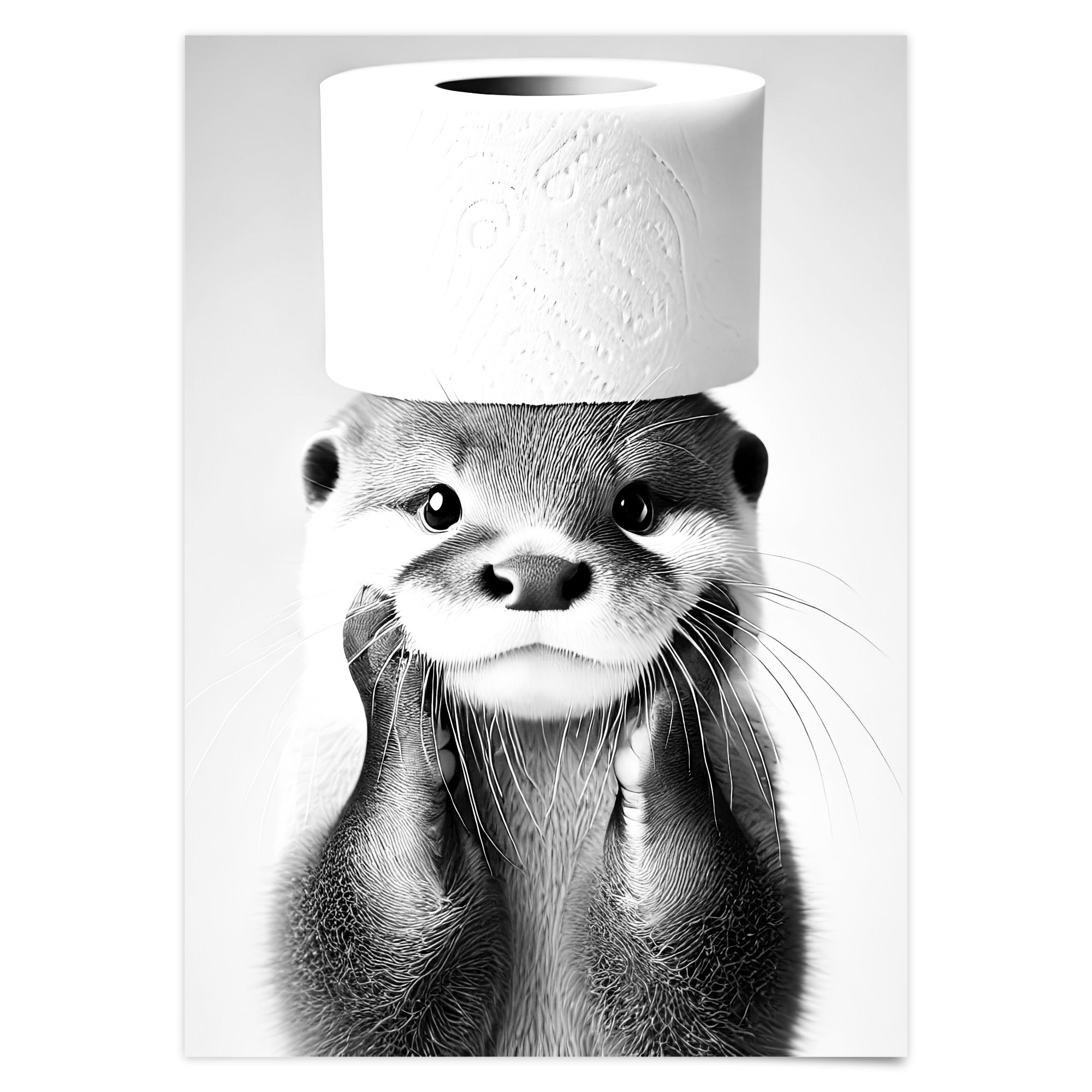 Otter Print Badezimmer Poster Otter Geschenk Hauskauf Badezimmer Bild Tier Wand Dekor Gäste WC Deko Otter schwarz weiß Bild Otter Klopapier