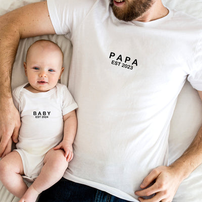 Mama Tochter Outfit personalisiert Vater Sohn Partnerlook Shirts Papa, Mini, Mama, Big Bro, Little Bro Vater Sohn Geschenk Schwangerschaft