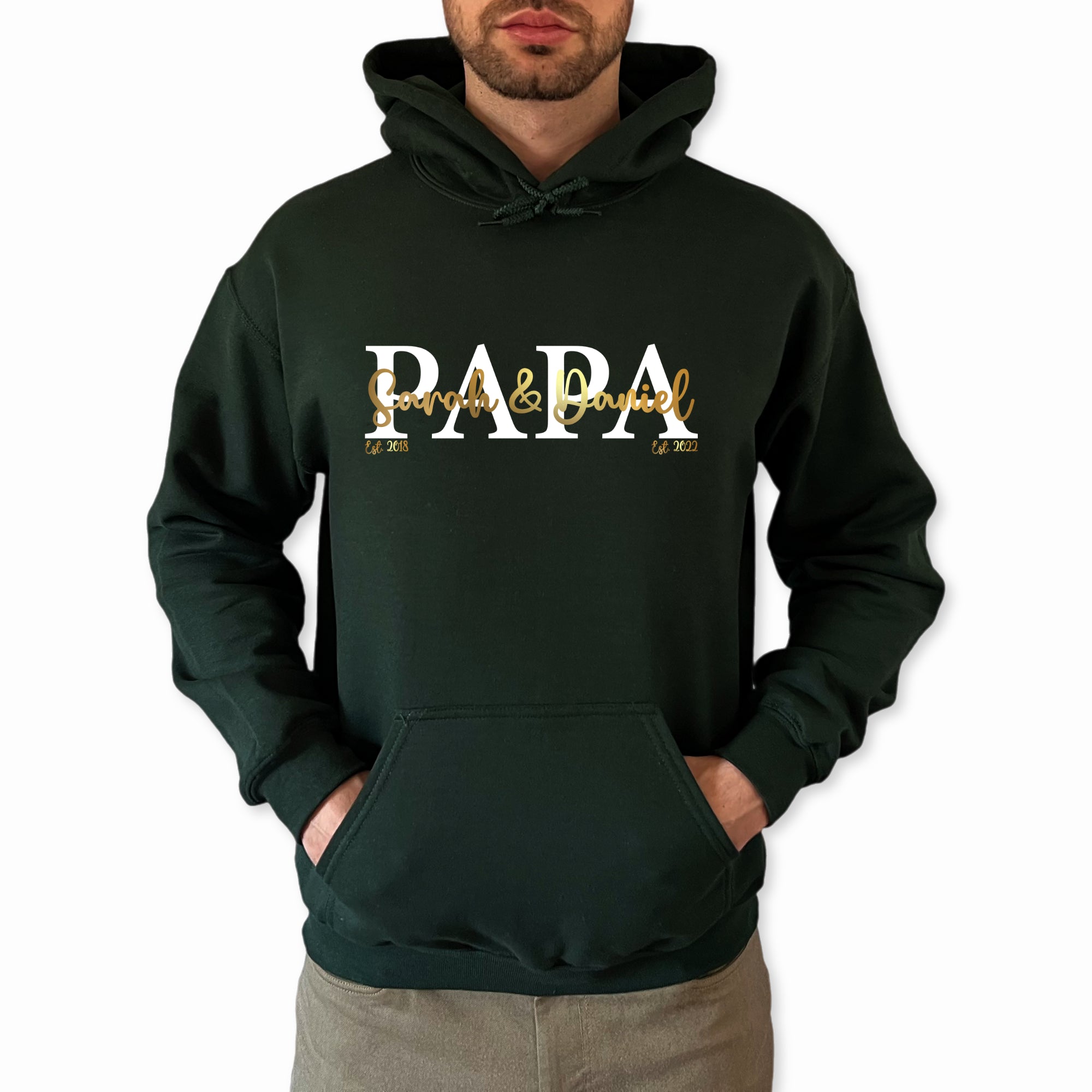 Papa Hoodie personalisiert Geschenk Vatertag Pullover für Papa Vatertagsgeschenk Wunschtext Familie Kindernamen Est Datum
