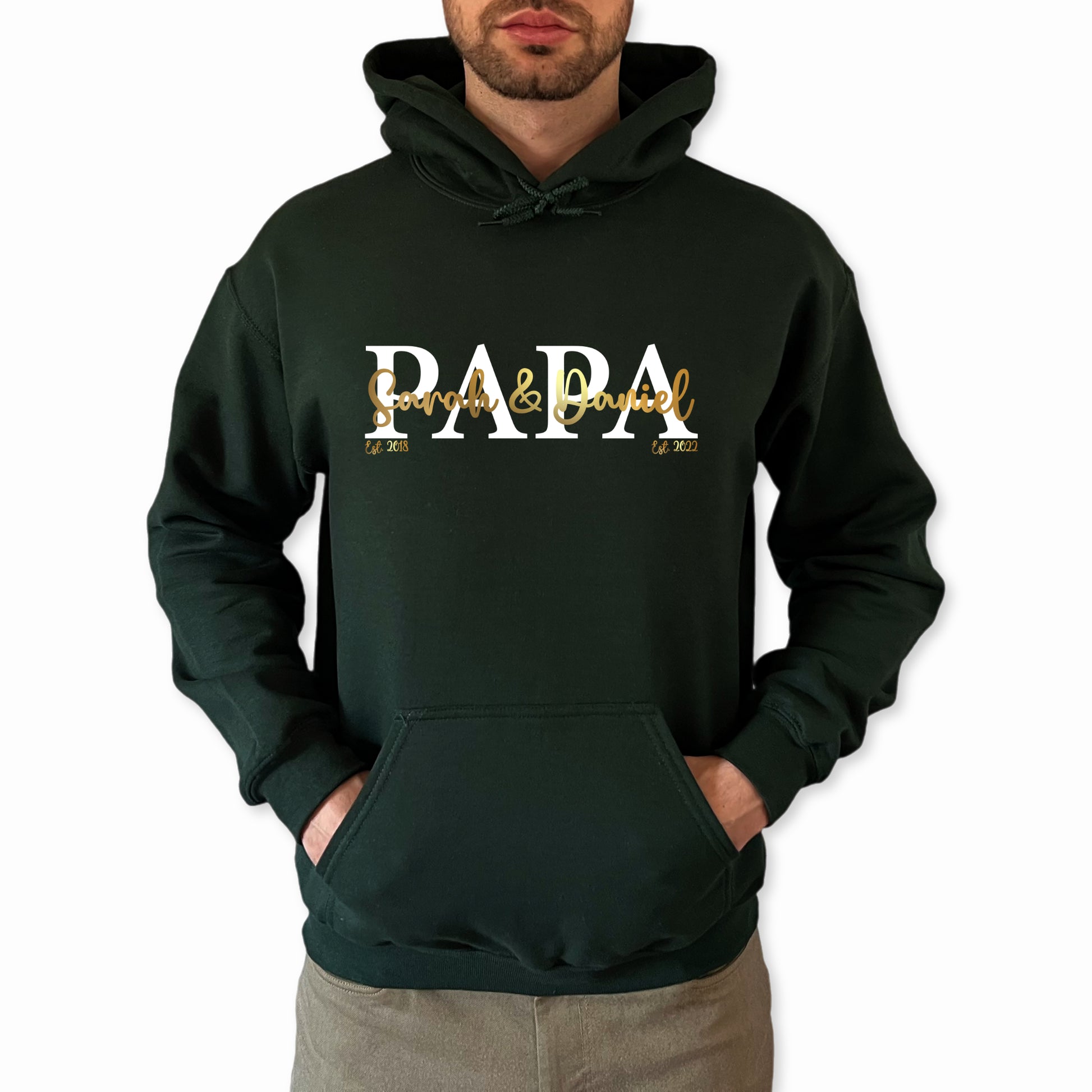 Papa Hoodie personalisiert Geschenk Vatertag Pullover für Papa Vatertagsgeschenk Wunschtext Familie Kindernamen Est Datum