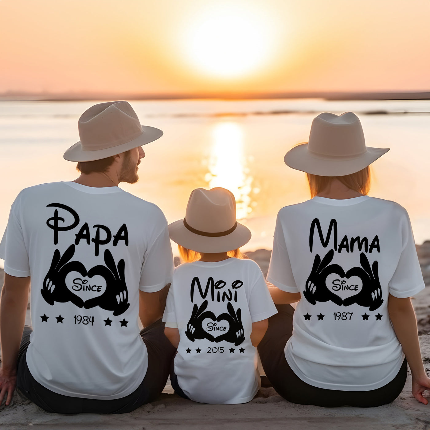 Mama Papa Mini Baby Familienoutfit personalisiert mit Wunschdatum Familienshirts Big Bro, Lil Bro, Big Sis, Lil Sis, Vater Sohn Geschenk