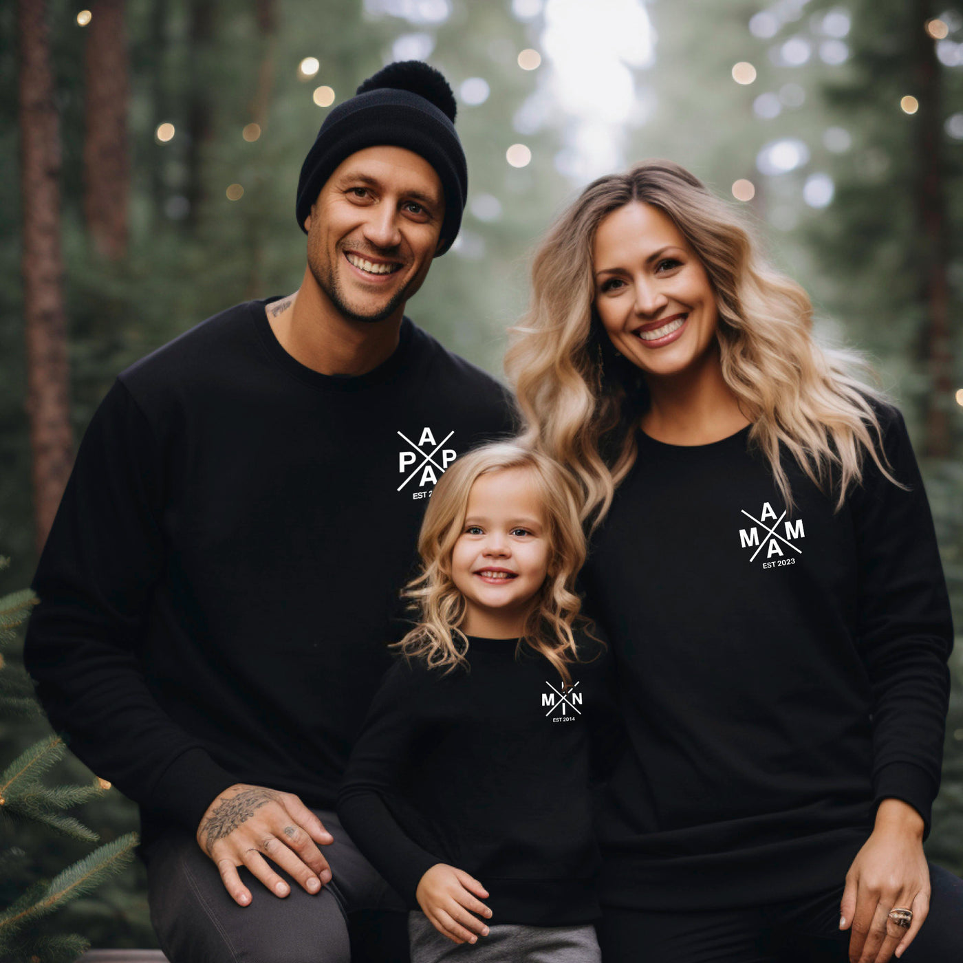 Familienoutfit Mama Papa Mini Familienpullover Weihnachten Sweatshirts Minimalistisch Vater Sohn Geschenk Mutter Tochter Personalisiert