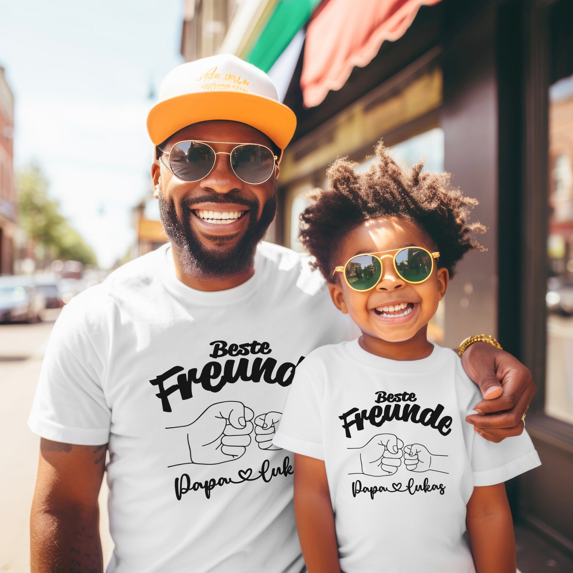 Papa und Sohn Beste Freunde Partnerlook Geschenk Vatertag tshirt personalisiert mit Kindernamen Baby Geschenk Eltern Shirts Fist Bump