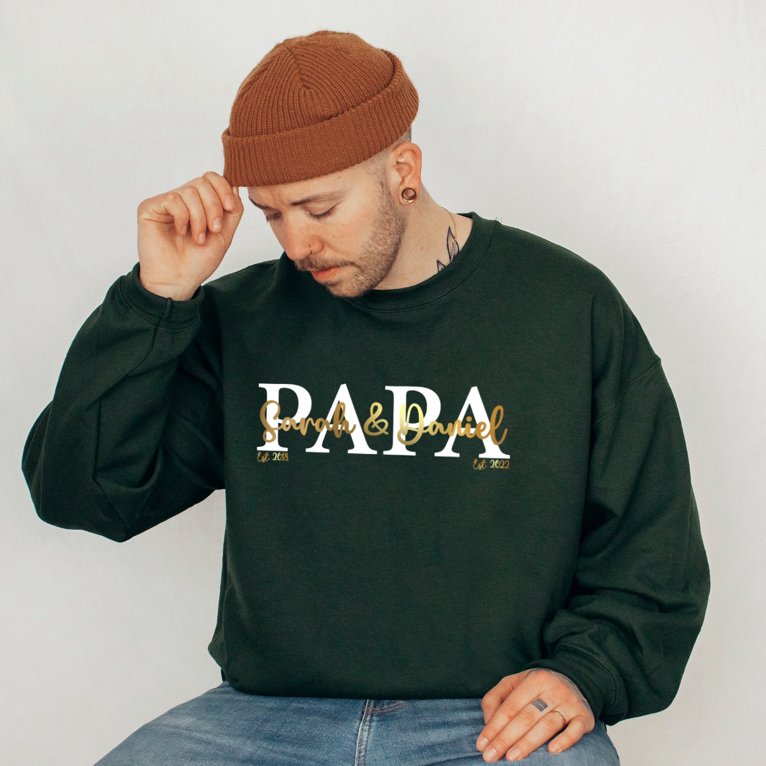 Papa Sweatshirt personalisiert Geschenk Vatertag Pullover für Papa Vatertagsgeschenk Wunschtext Familie Sweater Kindernamen Est Datum Papa
