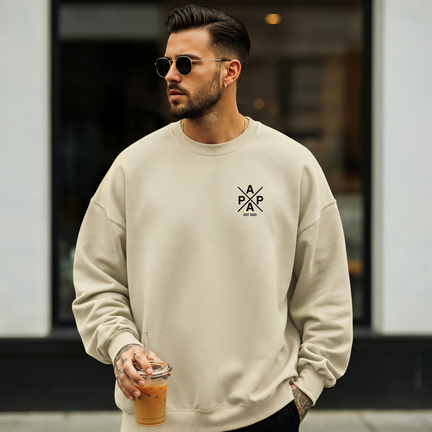 Mama, Papa, Mini Sweater personalisierte Familienpullover - minimalistisch bedruckt mit Datum oder Namen