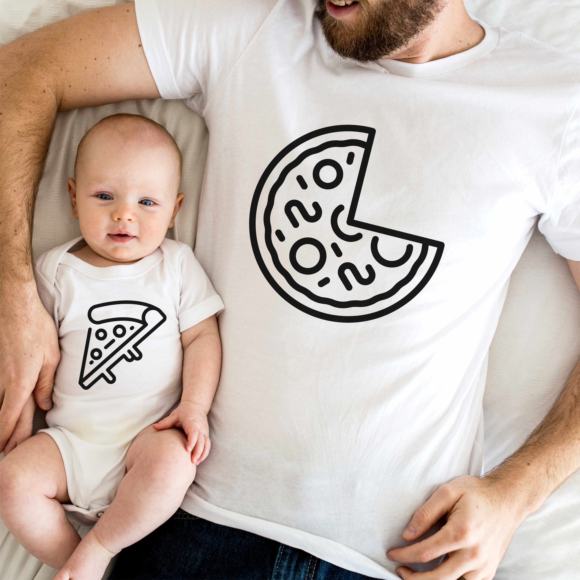 Pizza Shirts Vater Sohn Partnerlook Pizza Scheibe T-Shirts Mama Tochter Outfit Set Babybody bedruckt Valentinstag Geschenk Vatertag für Papa