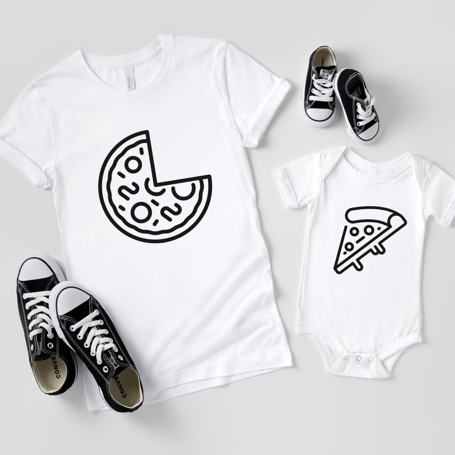 Pizza Shirts Vater Sohn Partnerlook Pizza Scheibe T-Shirts Mama Tochter Outfit Set Babybody bedruckt Valentinstag Geschenk Vatertag für Papa