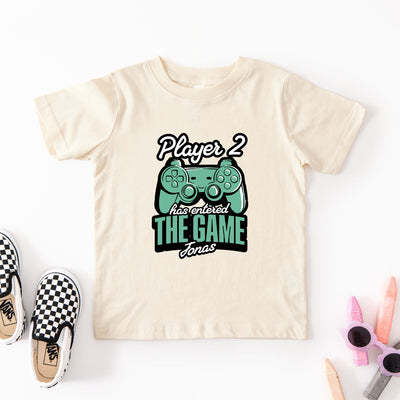 Leveled up to Daddy, Mommy T-Shirts - Personalisiert mit Namen oder Datum - Vater Baby Gaming Outfit - Player 2, Player 3 entered the Game