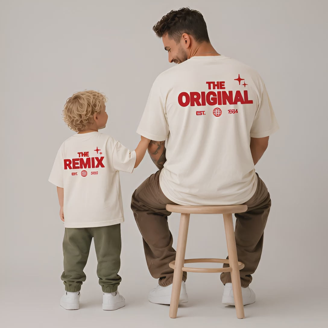 Vater Sohn Partnerlook Shirts Personalisiert - The Original & The Remix Backprint