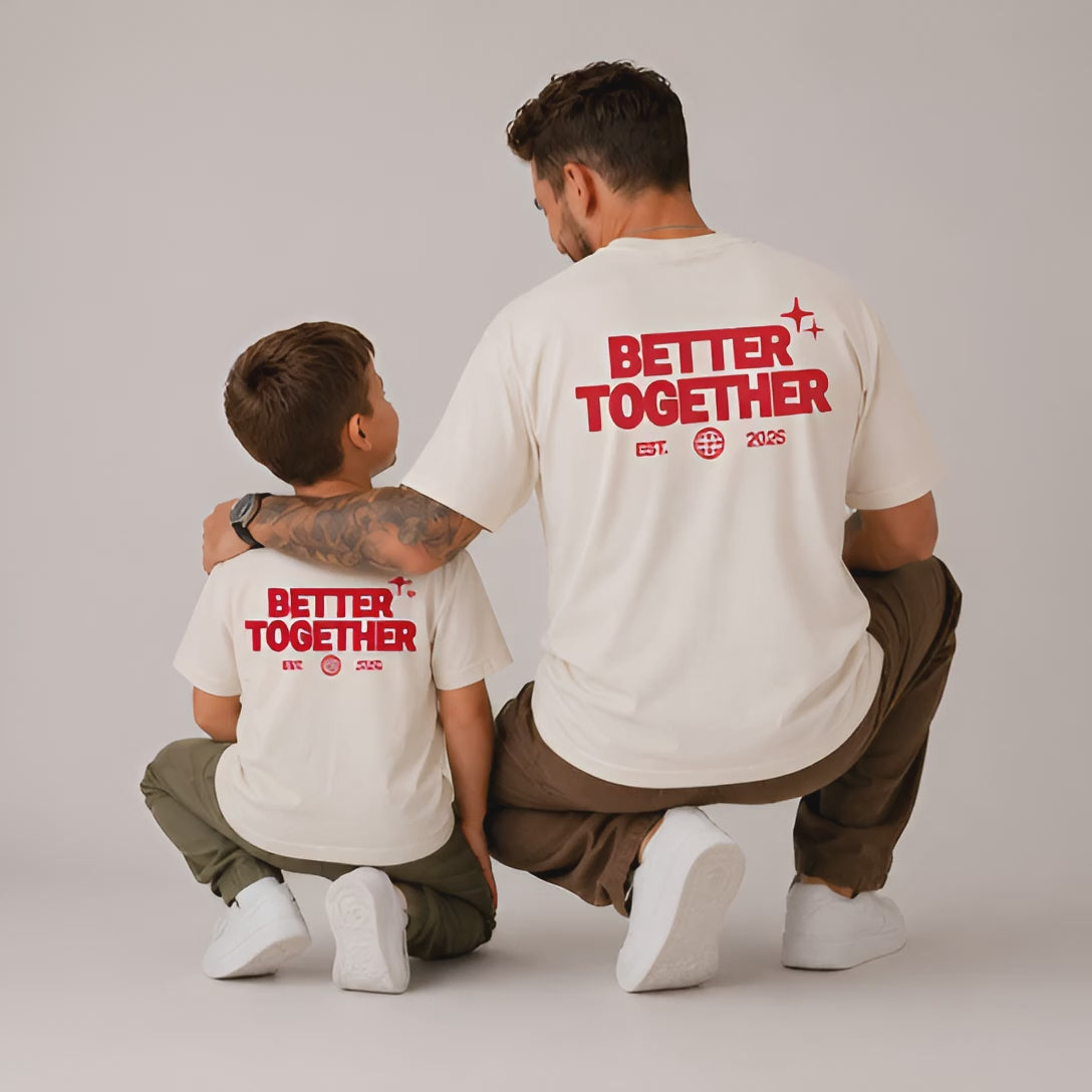 Partnerlook Shirts Personalisiert - Better Together - Papa Baby Geschenk Vatertag - Partner Outfit Familie Wunschdatum Mutter Tochter Outfit