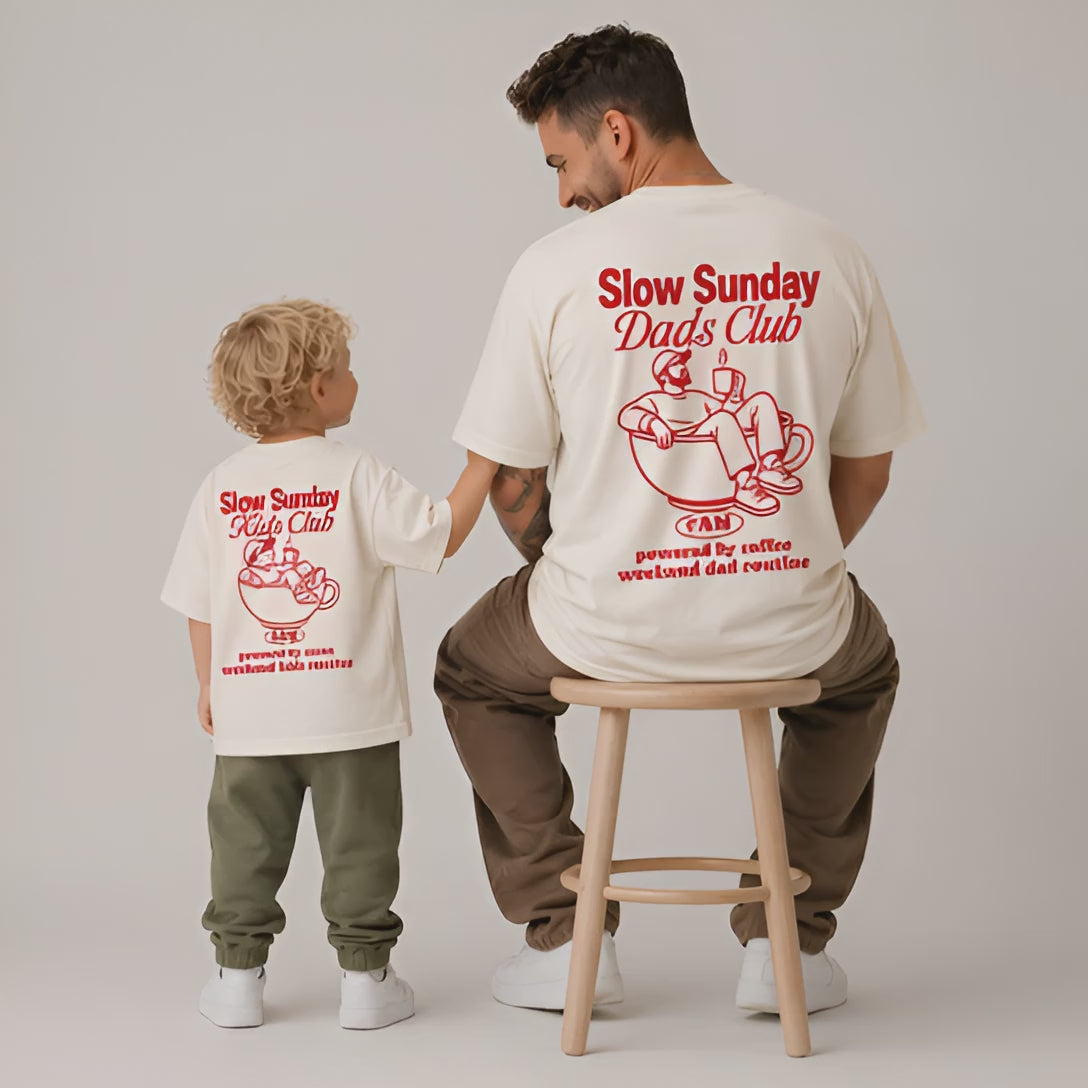 Slow Sunday Dads & Kids Club Vater Sohn Partnerlook Shirts Personalisiert