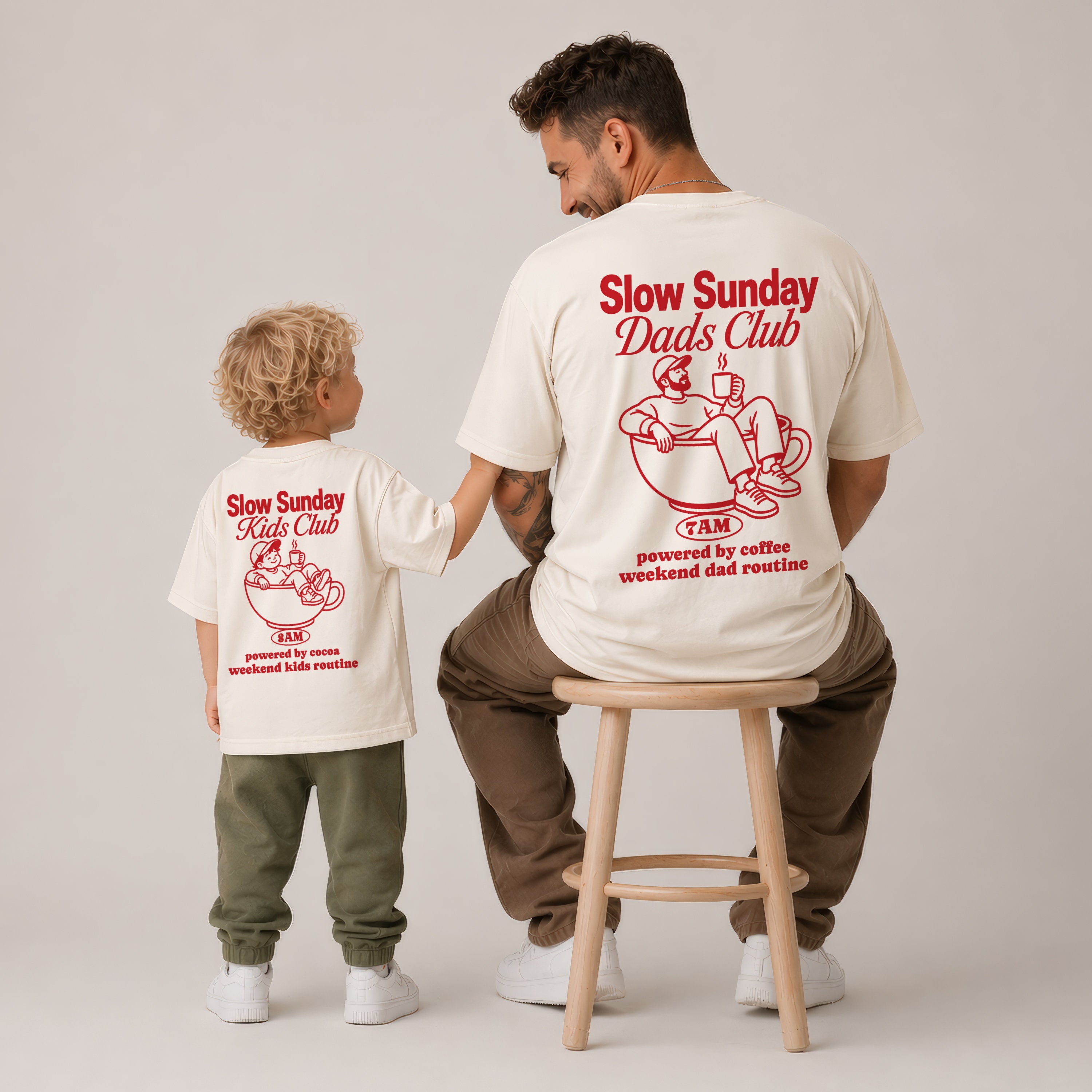 Slow Sunday Dads & Kids Club Vater Sohn Partnerlook Shirts Personalisiert