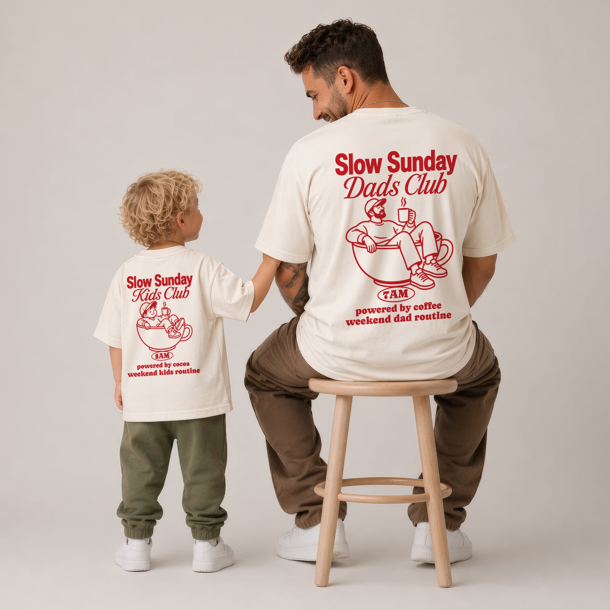 Slow Sunday Dads & Kids Club Vater Sohn Partnerlook Shirts Personalisiert