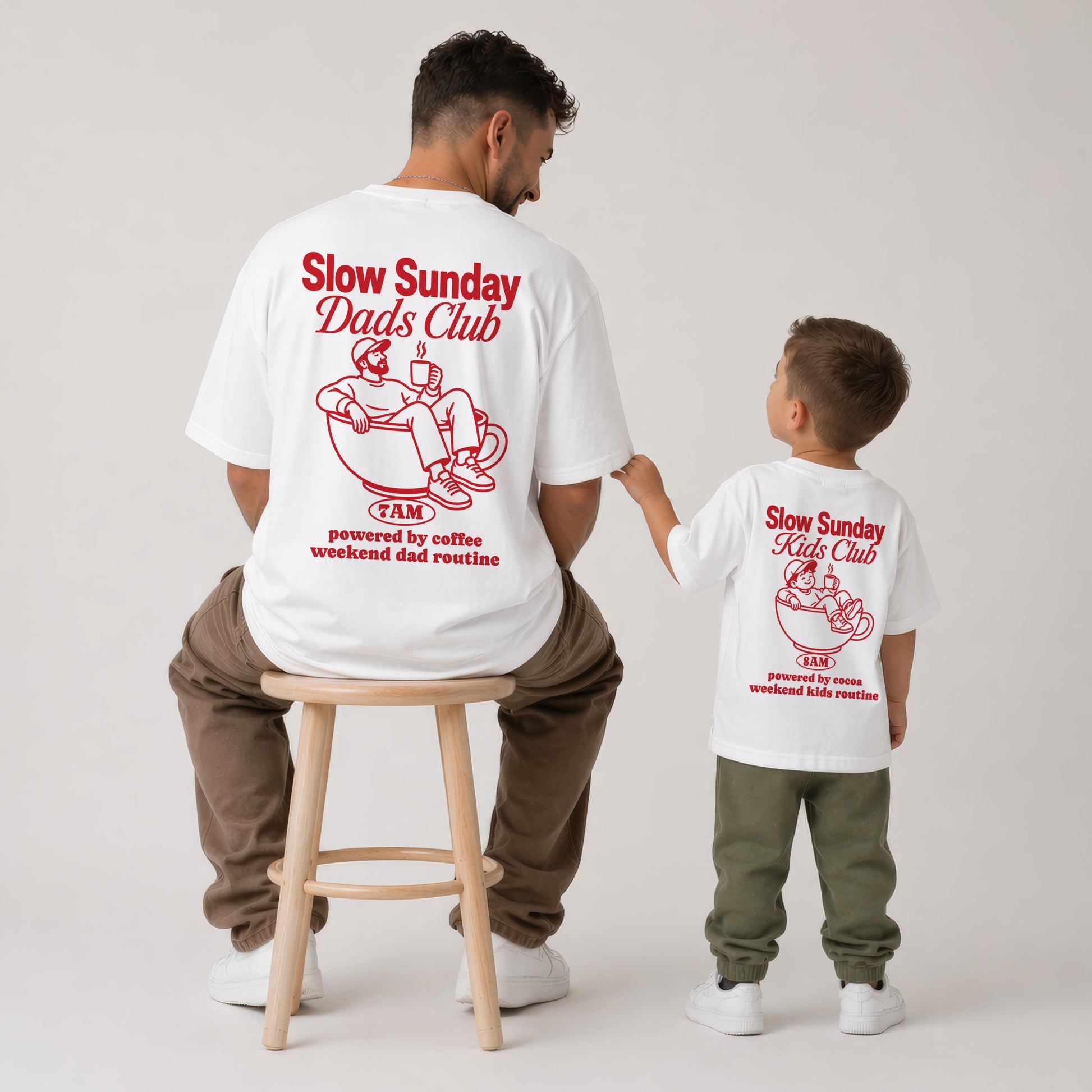 Slow Sunday Dads & Kids Club Vater Sohn Partnerlook Shirts Personalisiert