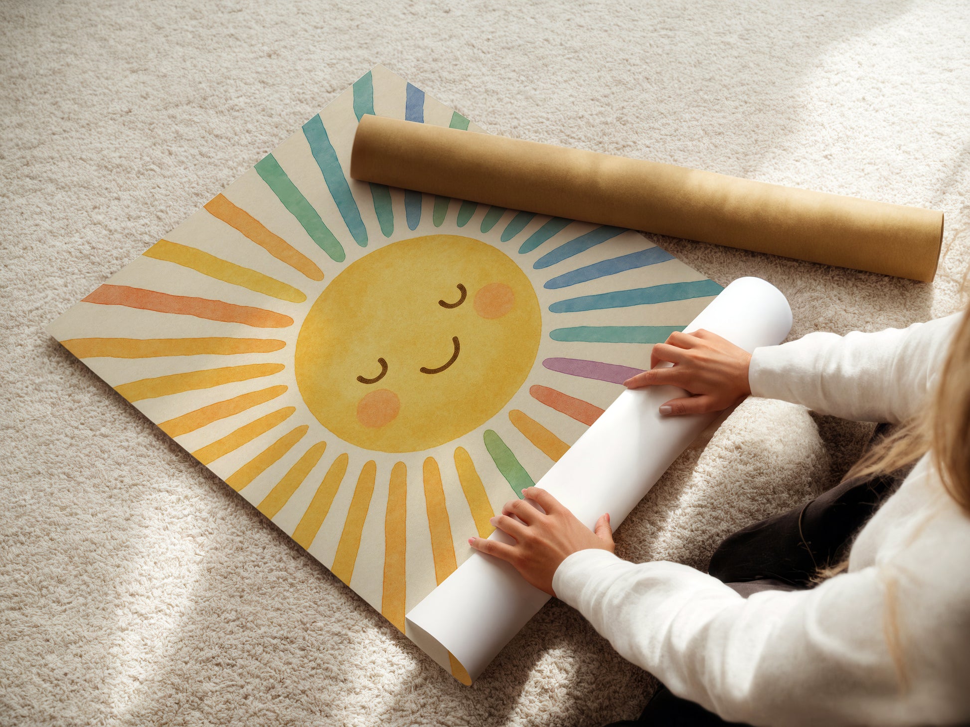 Poster Kinderzimmer Sonne, Mond, Sterne Bilder Babyzimmer Deko Boho 1, 2 oder 3er Set