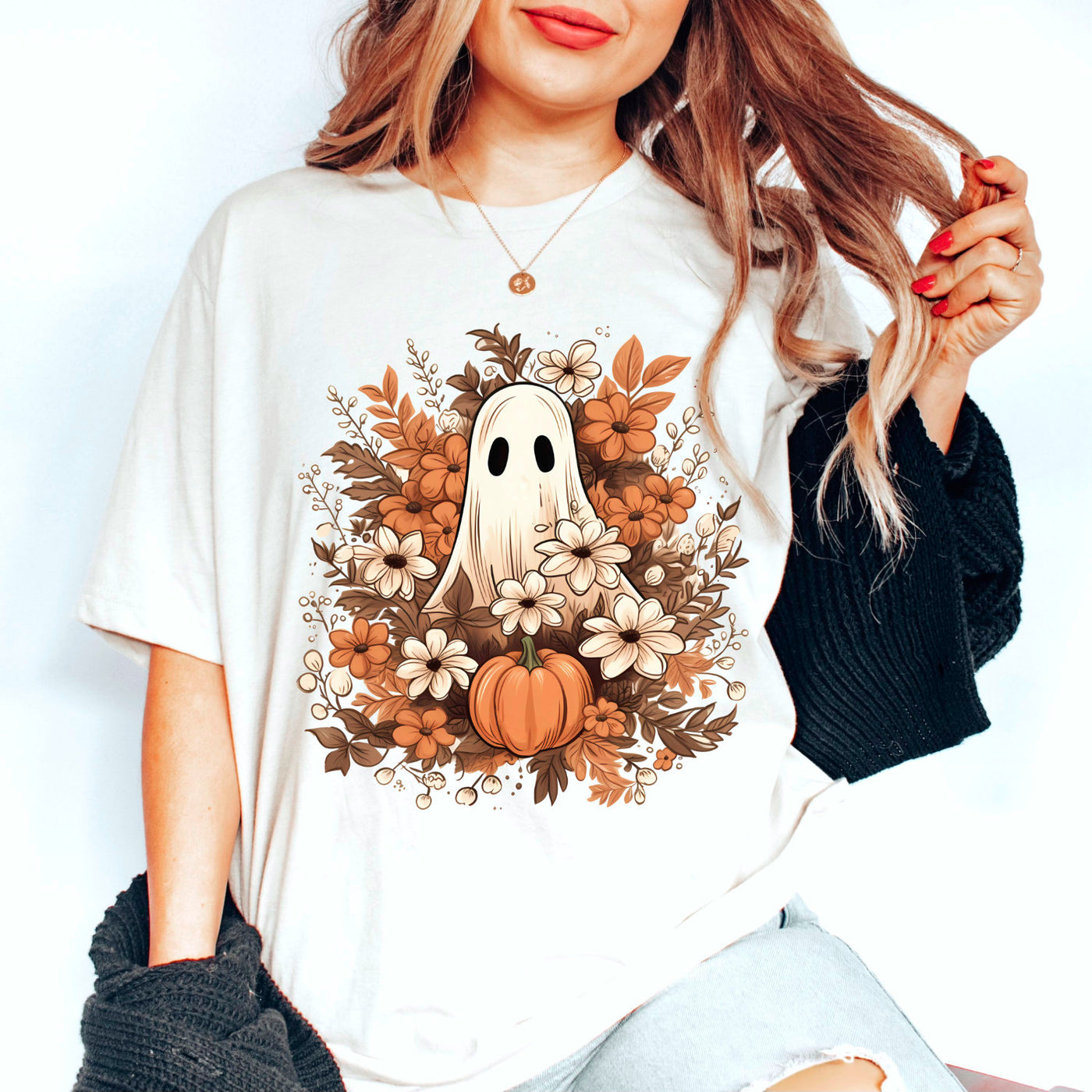 Spooky Ghost Shirt Halloween T-Shirt Herbst Winter Unisex Shirts Kürbis