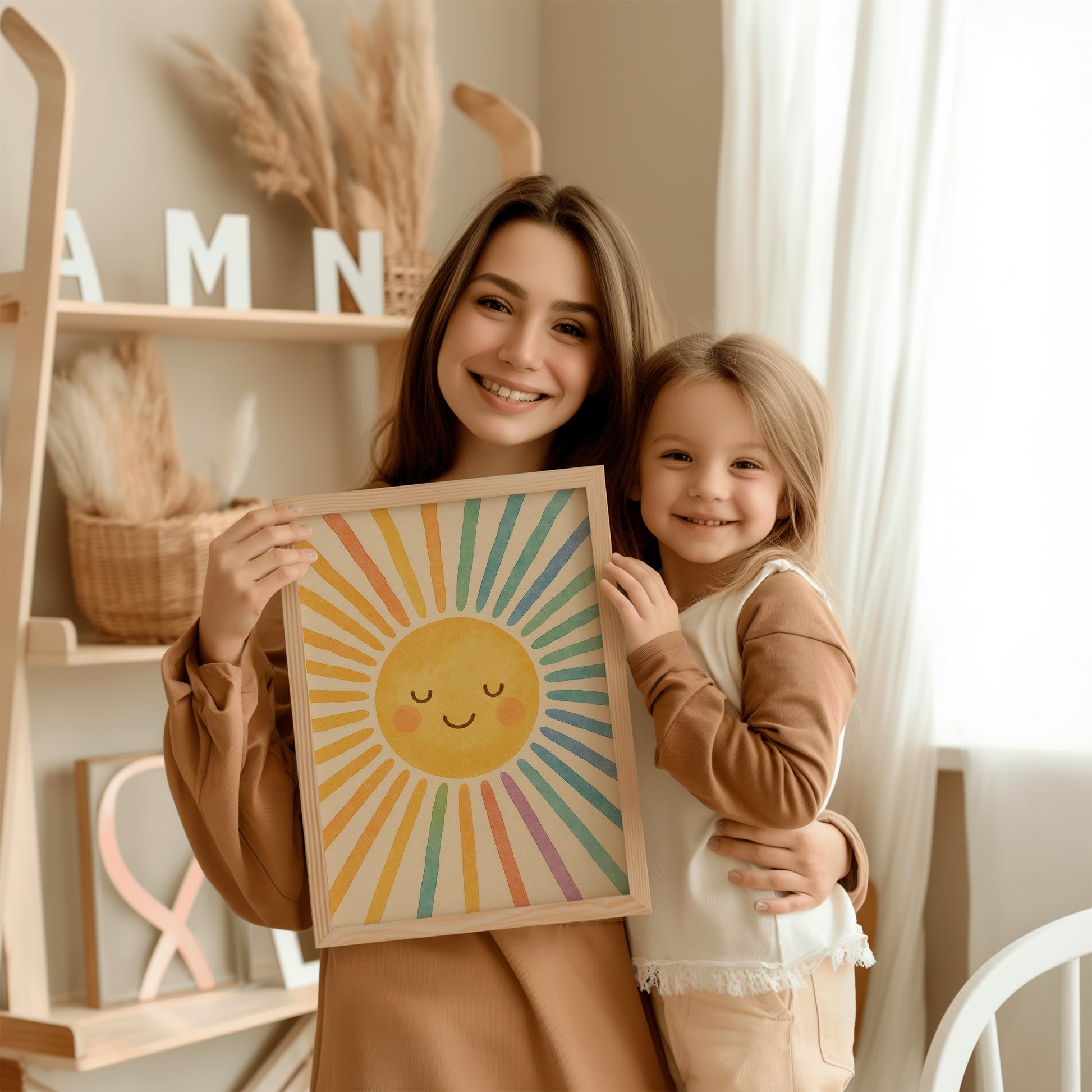 Poster Kinderzimmer Sonne, Mond, Sterne Bilder Babyzimmer Deko Boho 1, 2 oder 3er Set