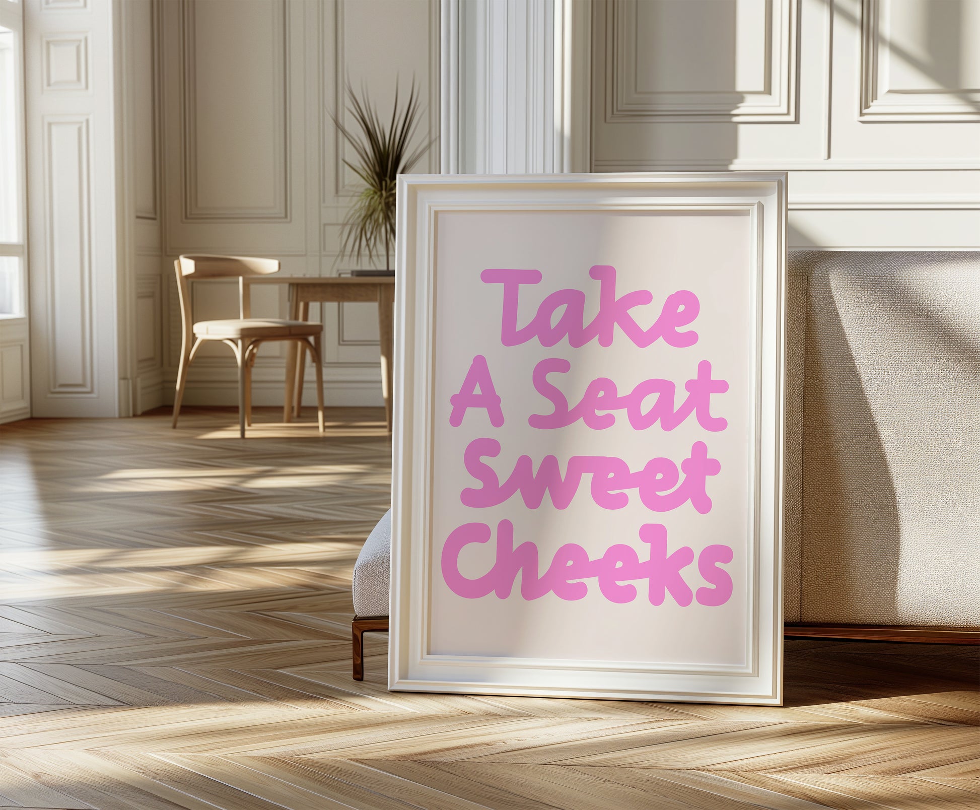 Geschenk Hauskauf Take A Seat Sweet Cheeks Badezimmer Poster Rosa Druck Lustige Badezimmer Wand Kunst print Retro Poster Print Deko Gäste WC