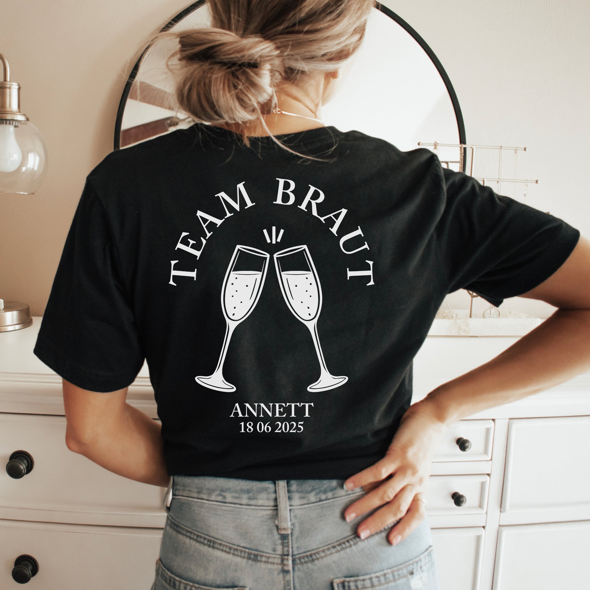 JGA Shirt Personalisiert Junggesellinnenabschied tshirts Frauen JGA Shirt Braut Team Braut Shirts Party Feiern Unisex XS - 3XL
