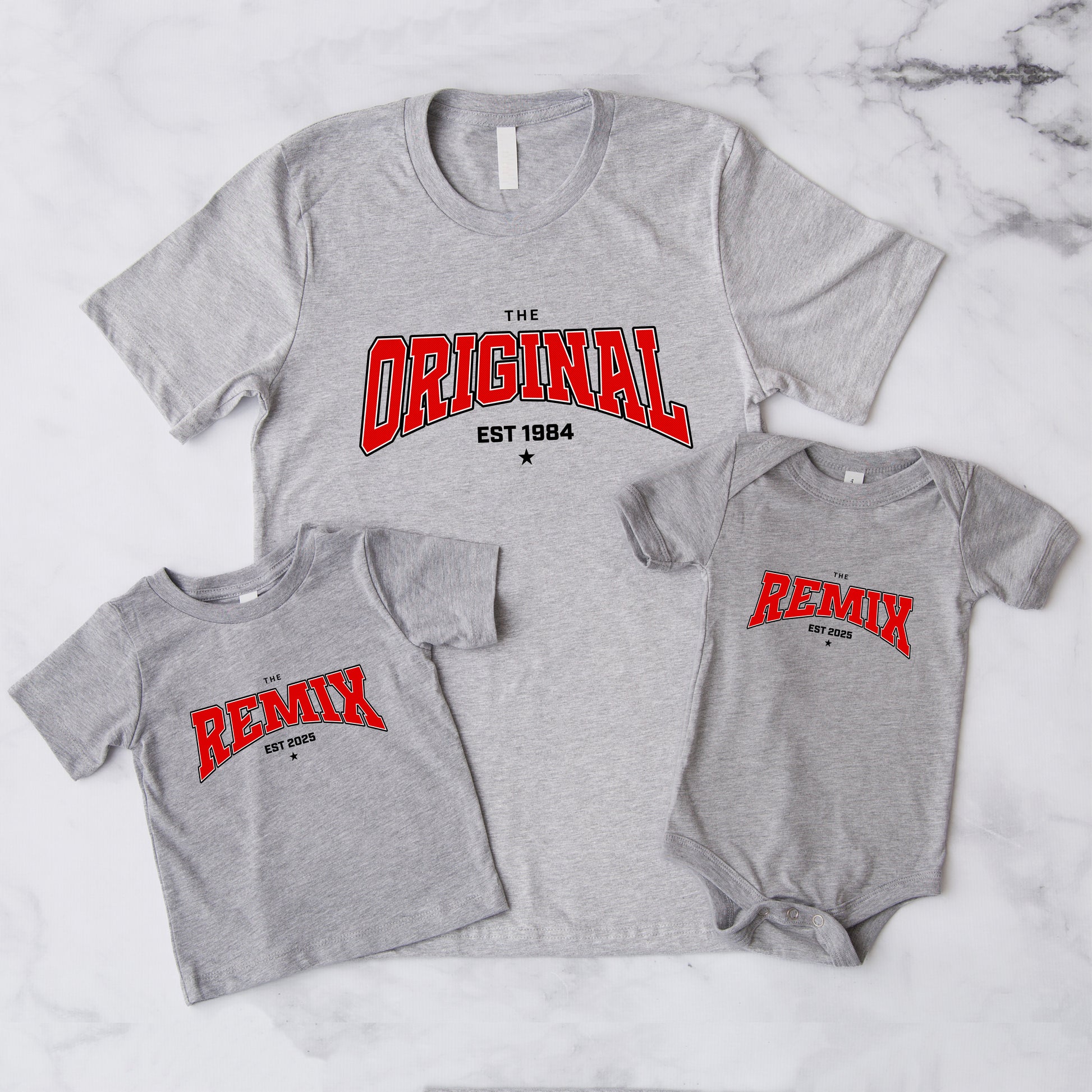 Papa Baby Partnerlook Shirts - The Original & The Remix - Mama Tochter Outfit - Babybodys personalisiert