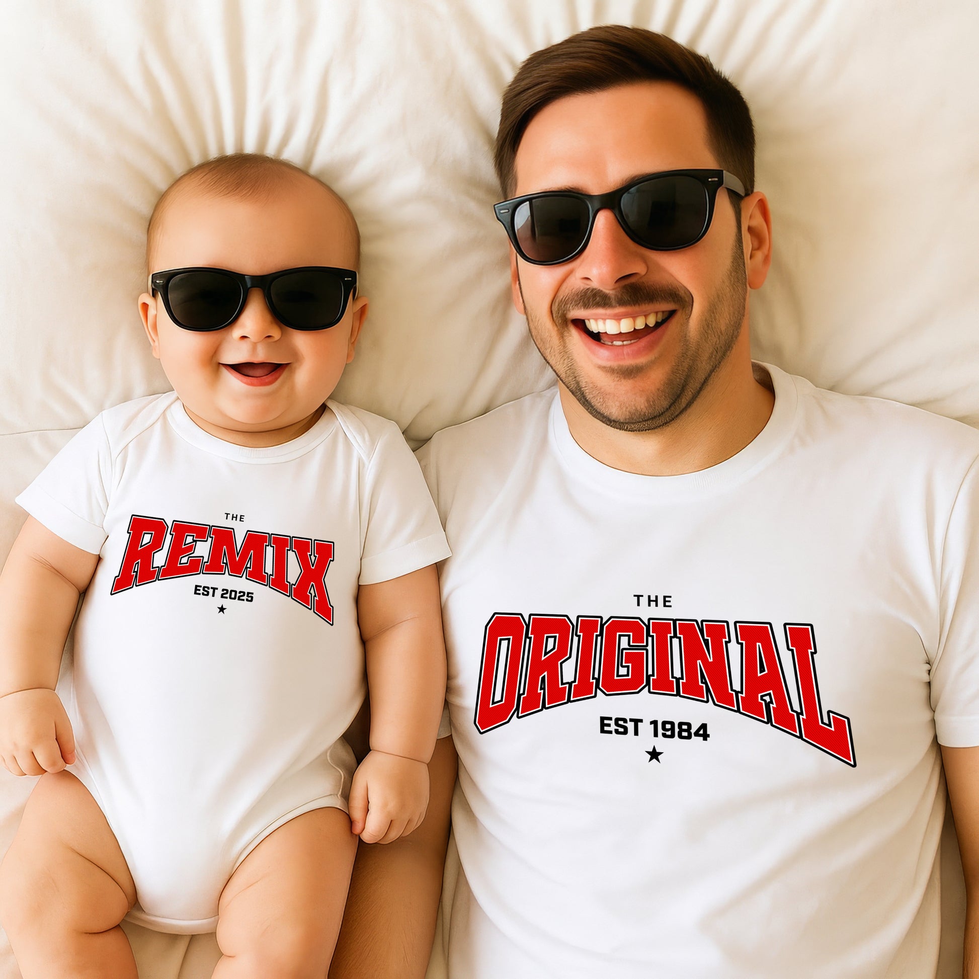 Papa Baby Partnerlook Shirts - The Original & The Remix - Mama Tochter Outfit - Babybodys personalisiert