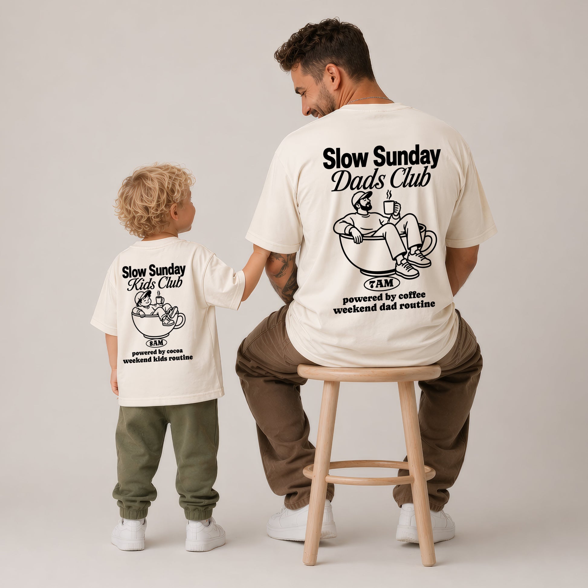 Slow Sunday Dads & Kids Club Vater Sohn Partnerlook Shirts Personalisiert