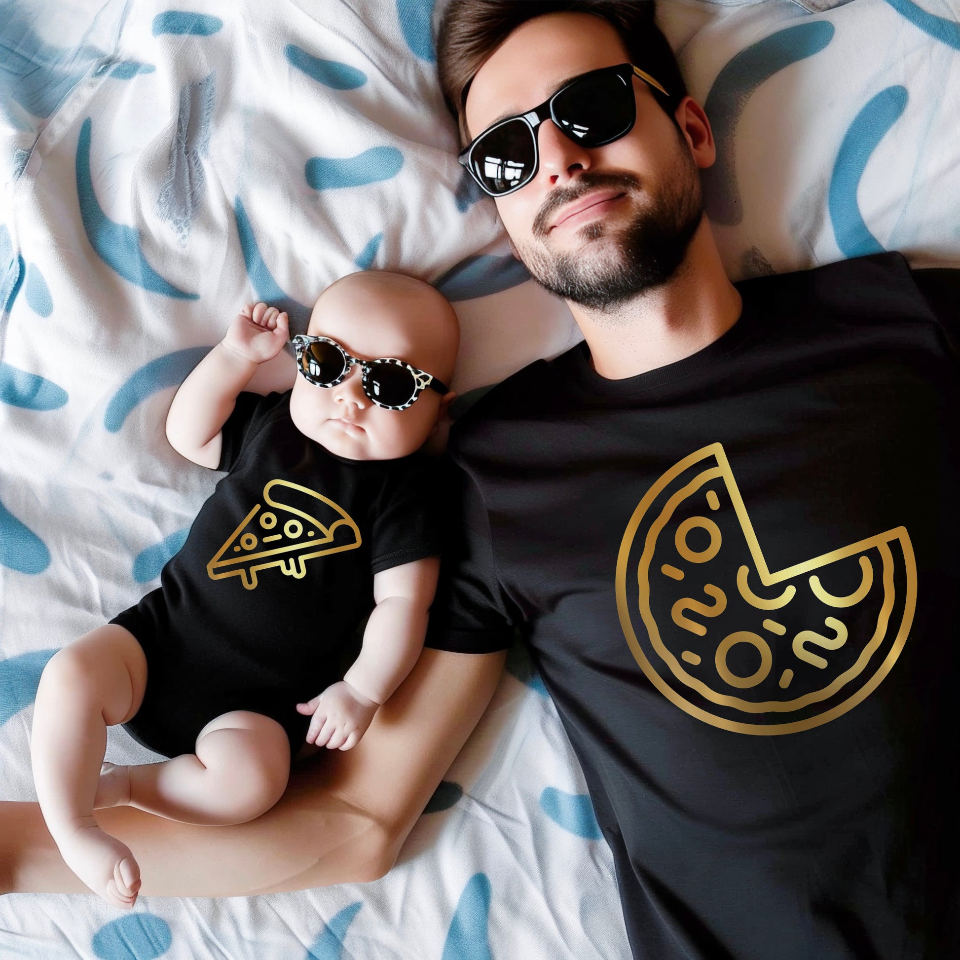 Pizza Shirts Vater Sohn Partnerlook Pizza Scheibe T-Shirts Mama Tochter Outfit Set Babybody bedruckt Valentinstag Geschenk Vatertag für Papa