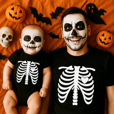 Familienoutfit Halloween Kostüm - Partnerlook für Vater & Sohn und Mutter Tochter Outfit - Familienshirts Fotoshooting - Baby Geschenk
