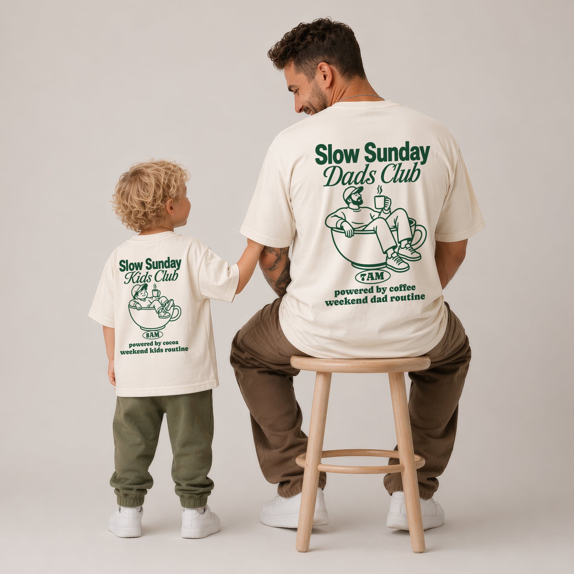 Slow Sunday Dads & Kids Club Vater Sohn Partnerlook Shirts Personalisiert