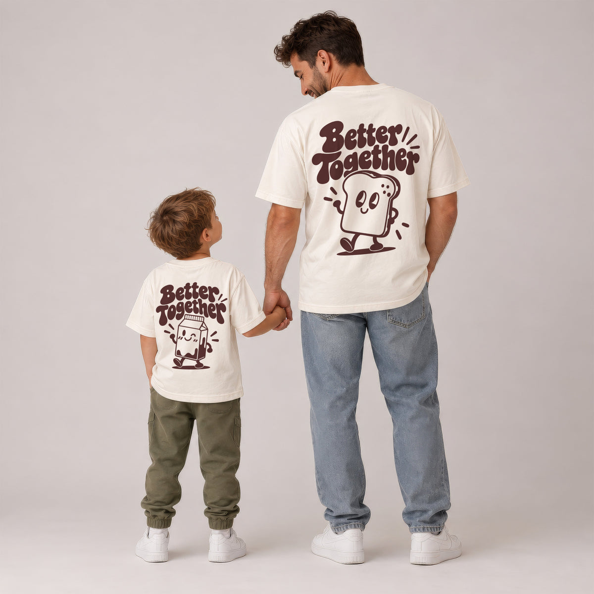 Mutter Tochter Outfit & Vater Sohn Partnerlook Shirts - Toast und Milk Better Together Baby Geschenk zur Geburt für Eltern - Familienoutfit