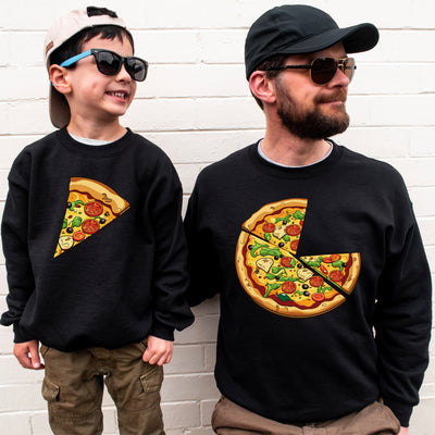 Vater Sohn Partnerlook Pizza Pullover Mama Tochter Outfit Set Pizza Scheibe Sweater Valentinstag Geschenk Vatertag Papa Weihnachtsgeschenk