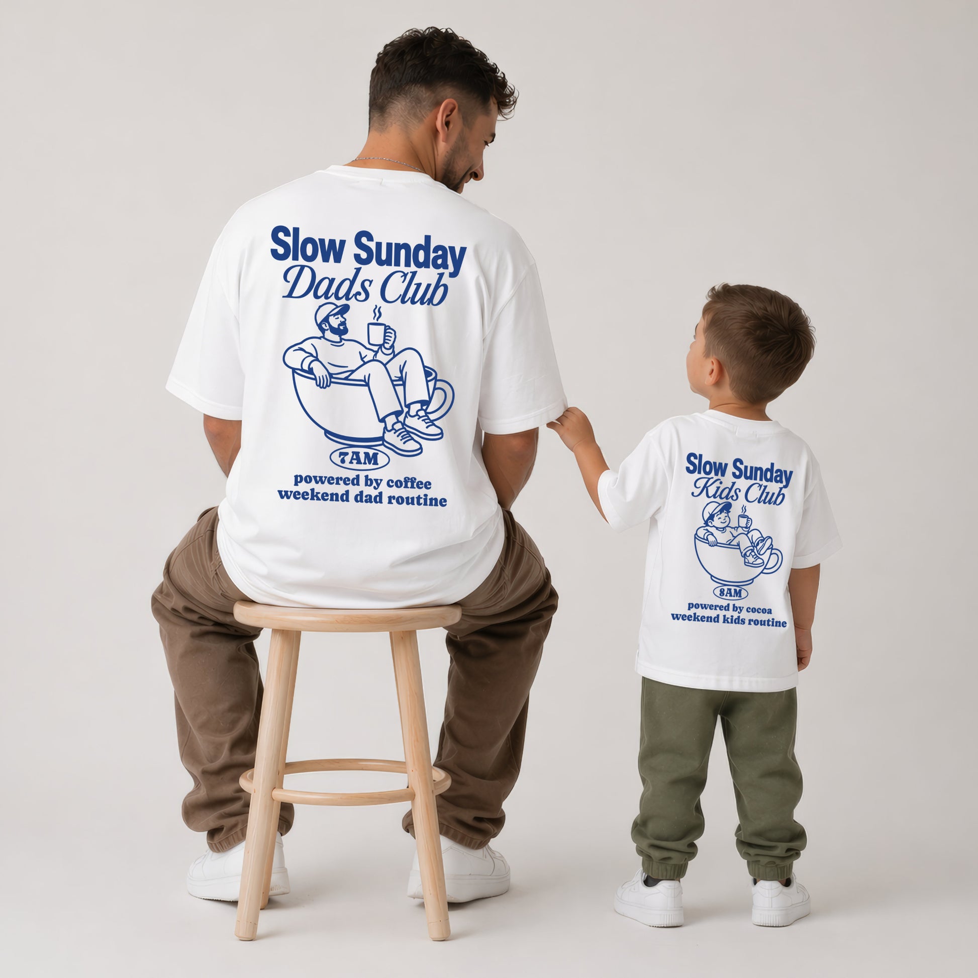 Slow Sunday Dads & Kids Club Vater Sohn Partnerlook Shirts Personalisiert