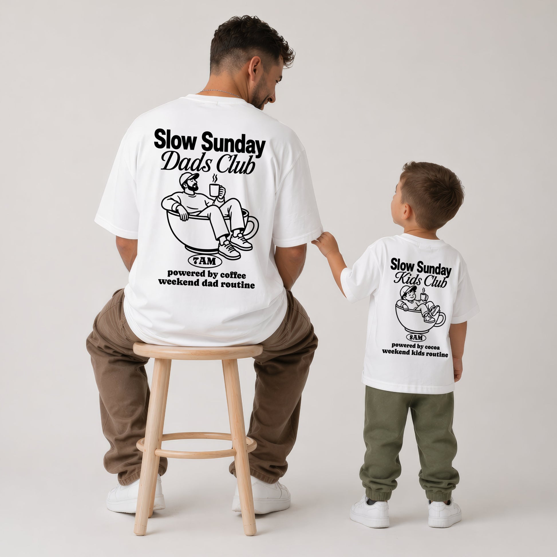 Slow Sunday Dads & Kids Club Vater Sohn Partnerlook Shirts Personalisiert