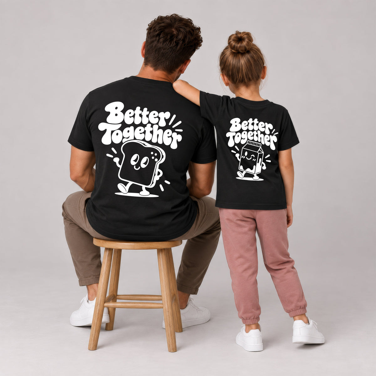 Mutter Tochter Outfit & Vater Sohn Partnerlook Shirts - Toast und Milk Better Together Baby Geschenk zur Geburt für Eltern - Familienoutfit