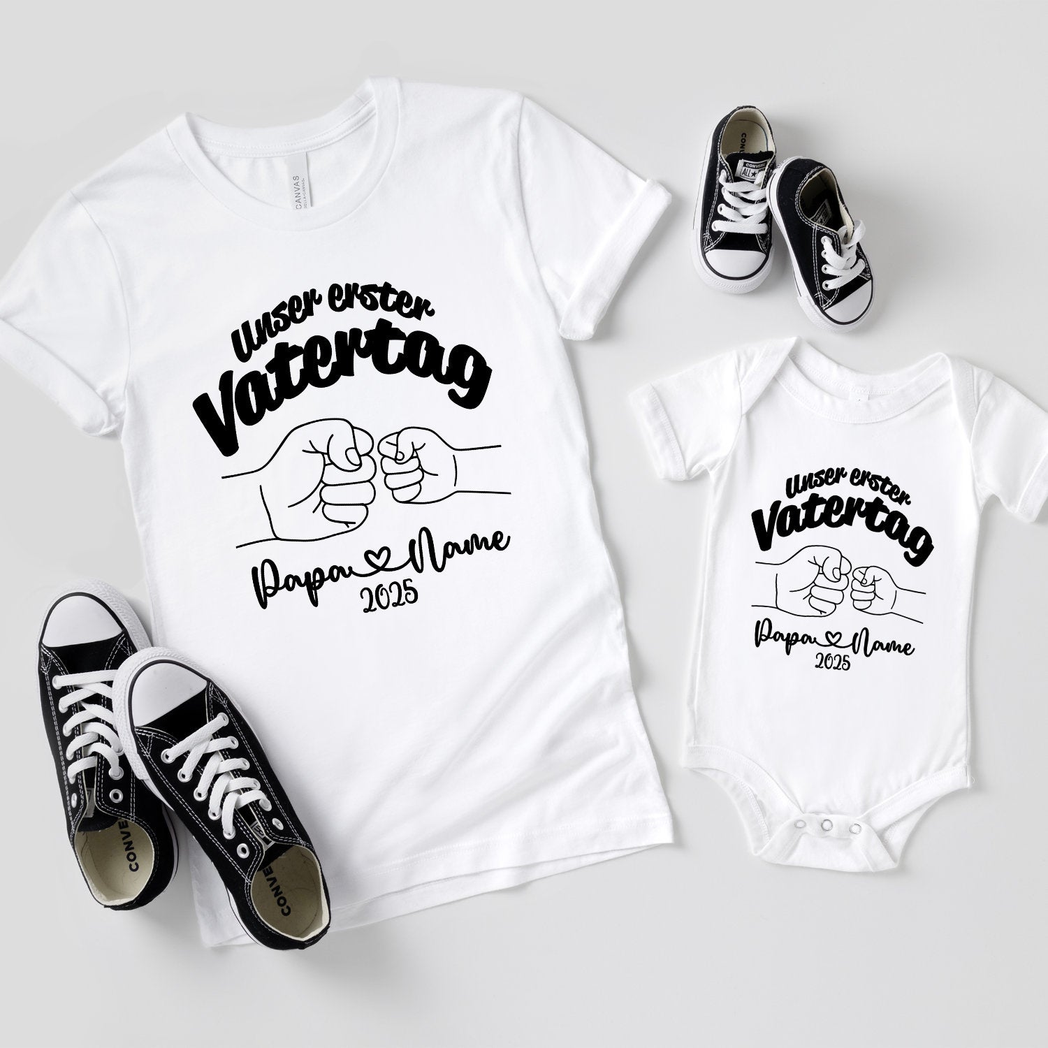 Unser erster Vatertag Shirts für Vater & Sohn Partnerlook - Personalisiert mit Kindernamen