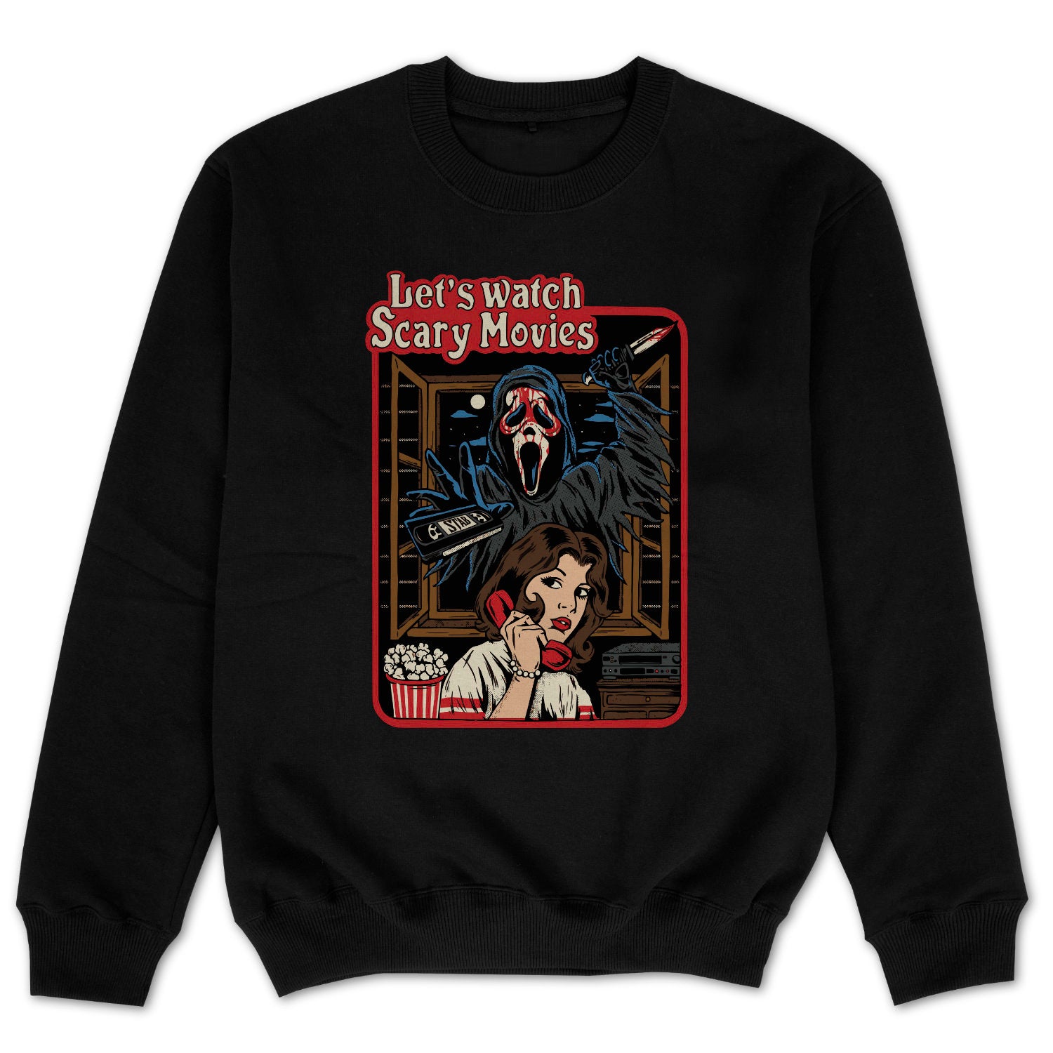 Lets Watch Scary Movies Sweatshirt Halloween Sweater Scream Horror Vintage Sweatshirt Unisex Sweater Halloween