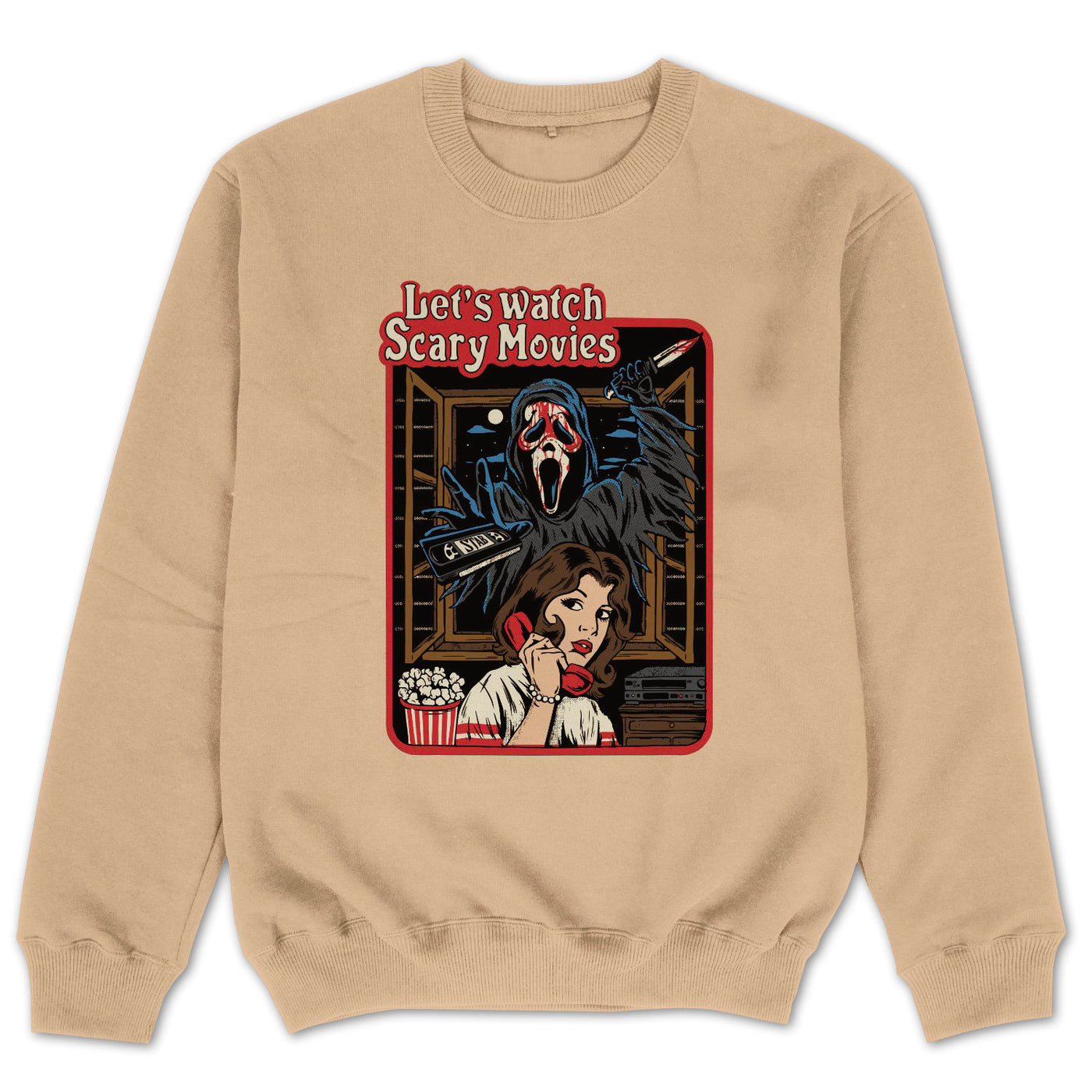 Lets Watch Scary Movies Sweatshirt Halloween Sweater Scream Horror Vintage Sweatshirt Ghostface Unisex Sweater Halloween