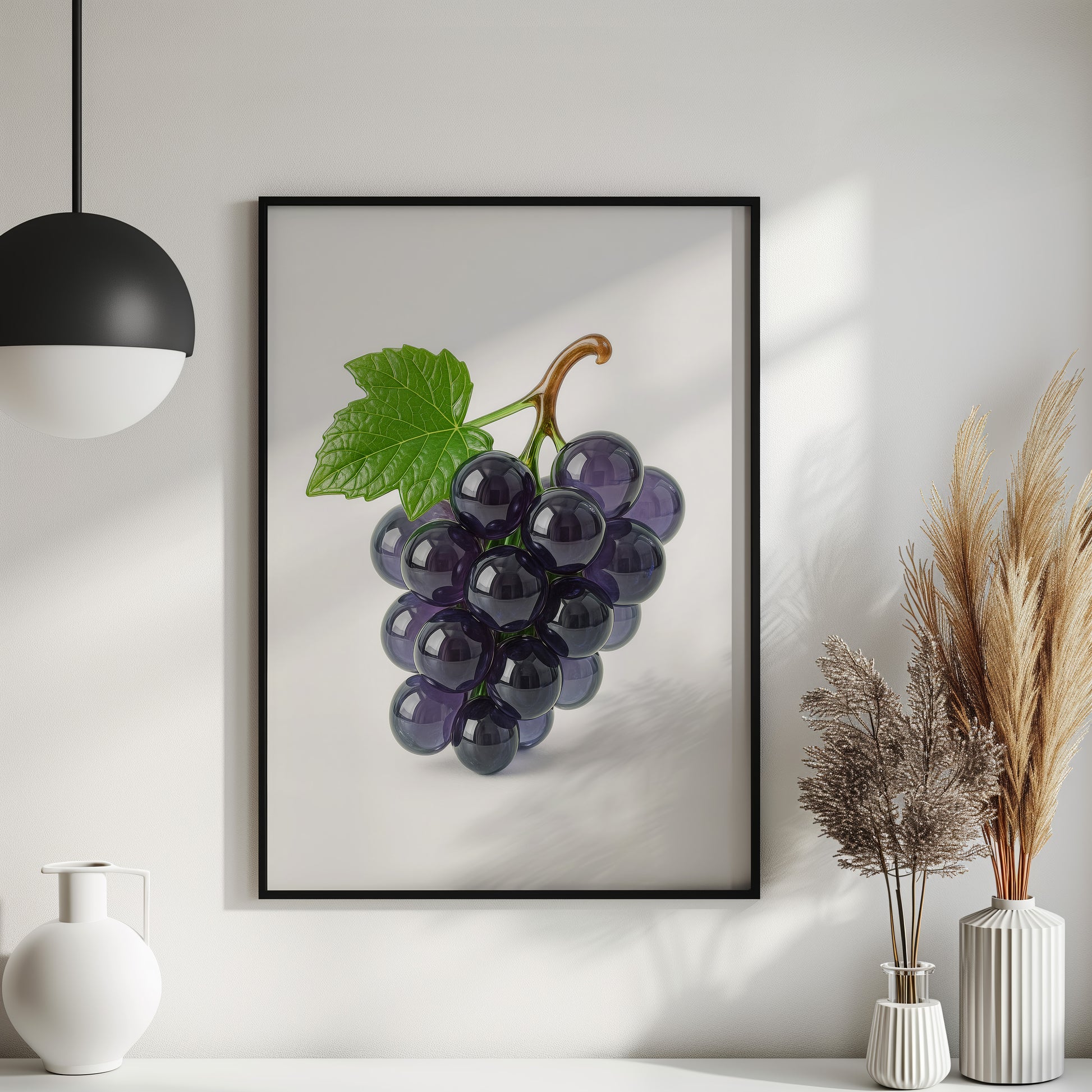 Weintrauben Stillleben Poster - Glasweintrauben Wandbild