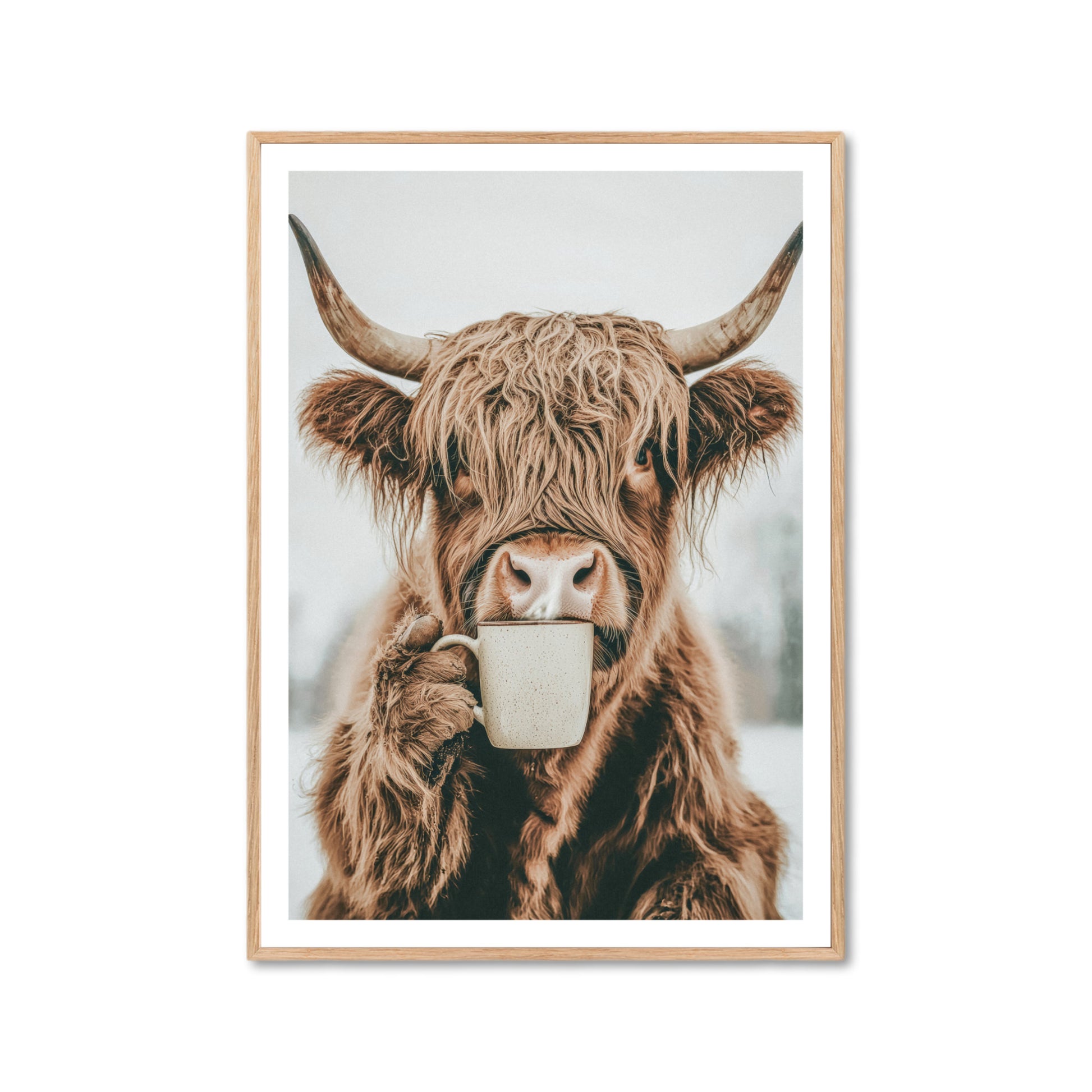 Küchen Prints Kaffeeposter Highland Kuh Trinkt Kaffee Esszimmer Bild Küchen Poster Küchen Deko Wand Kaffee Geschenk Umzug Highland Cow
