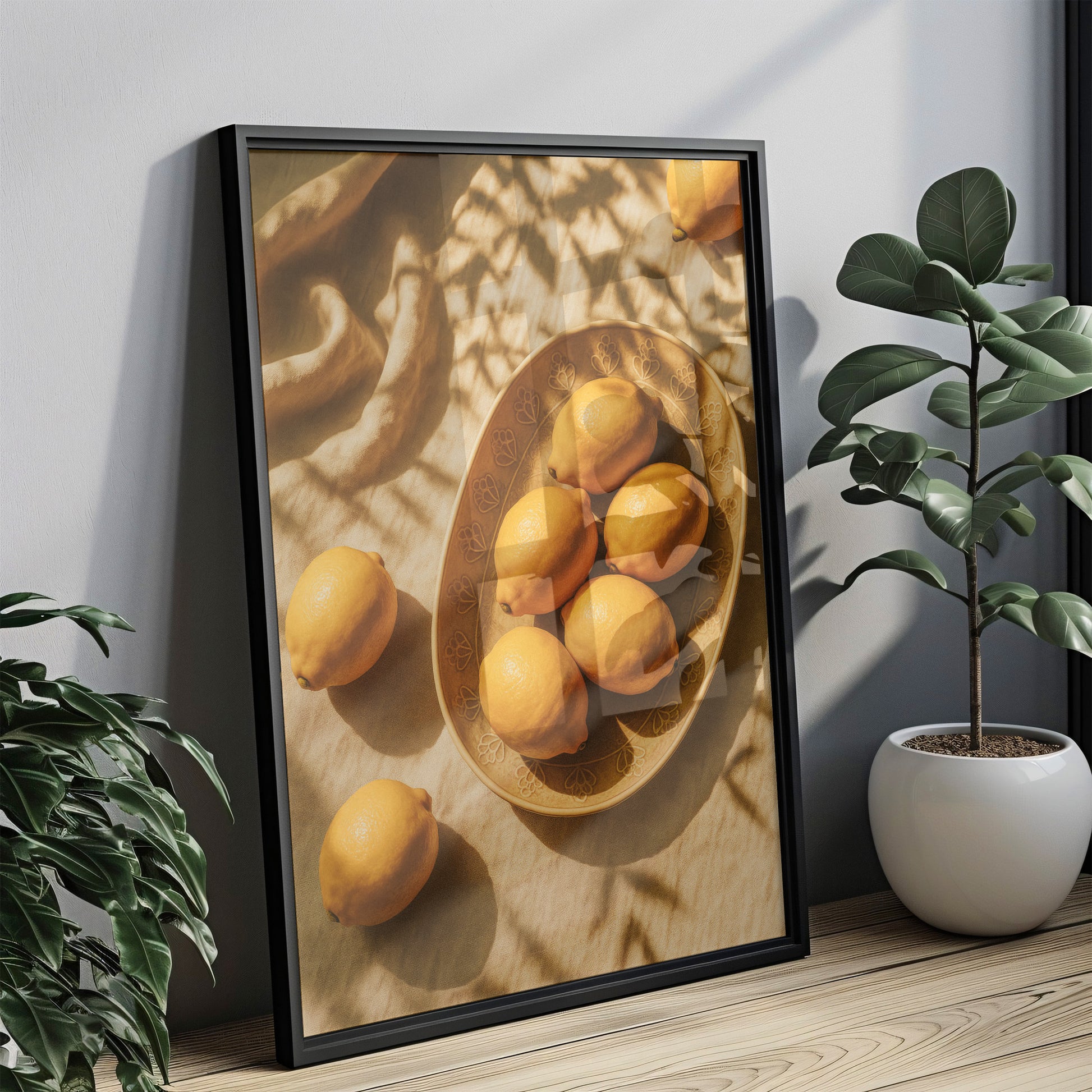 Zitronen Deko Poster - Vintage Kunst Gemüsegarten - Esszimmer Bild & Küchen Wanddekoration