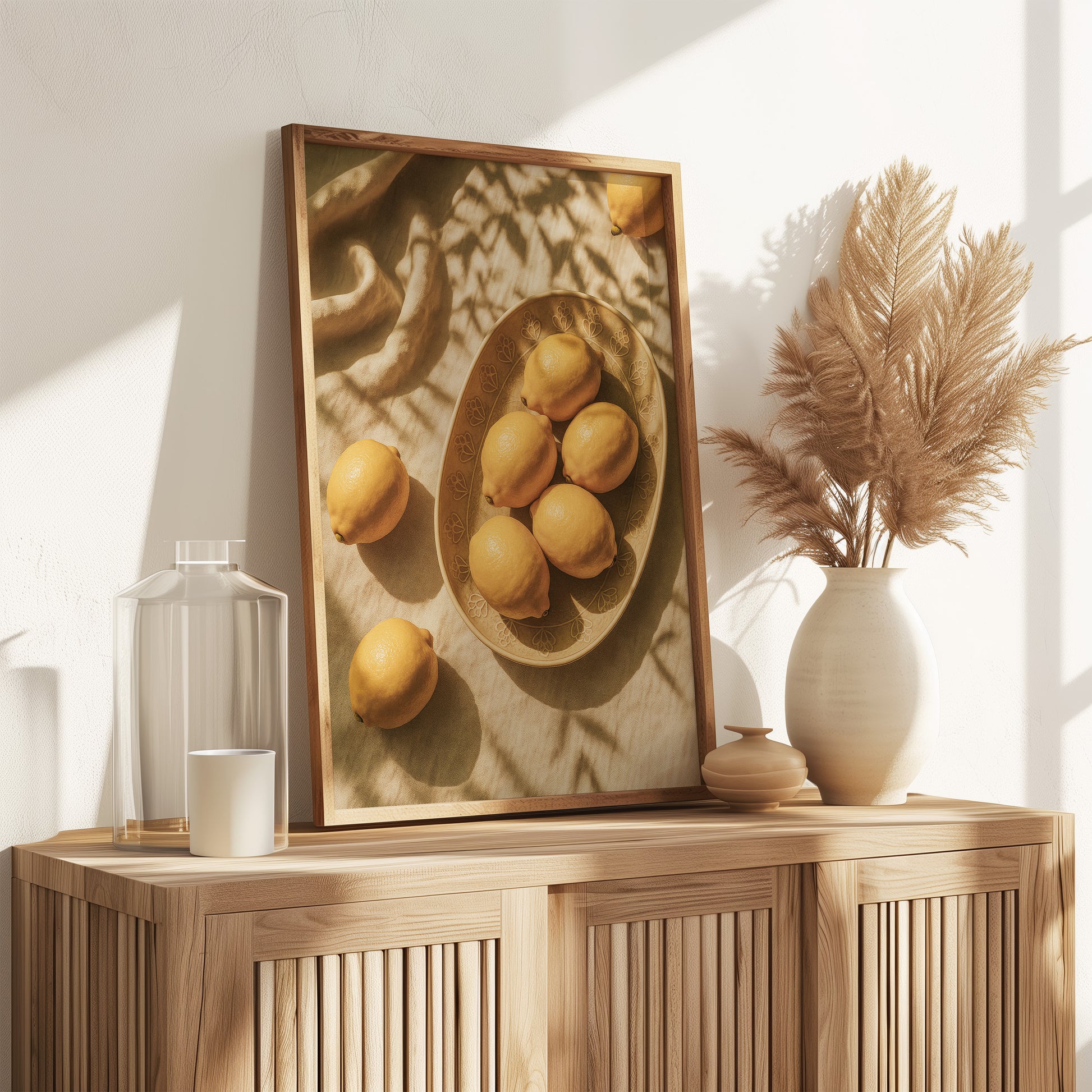 Zitronen Deko Poster - Vintage Kunst Gemüsegarten - Esszimmer Bild & Küchen Wanddekoration
