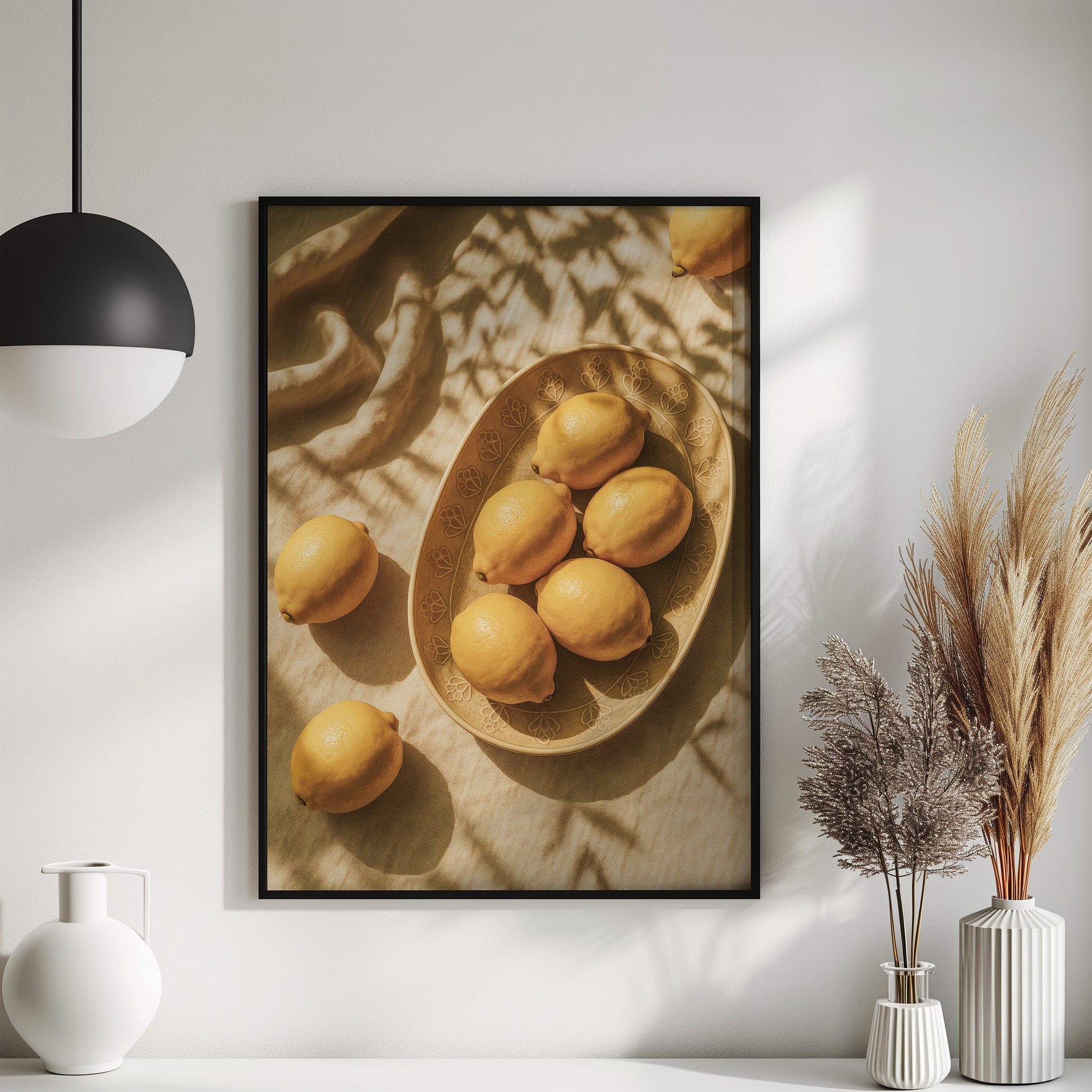 Zitronen Deko Poster - Vintage Kunst Gemüsegarten - Esszimmer Bild & Küchen Wanddekoration