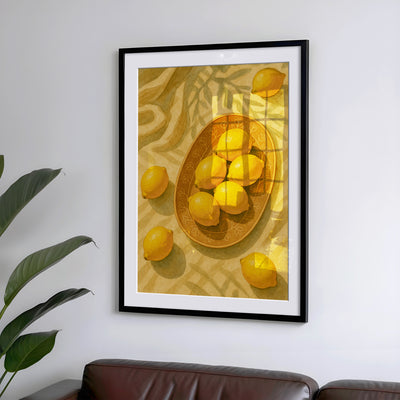 Zitronen Stillleben Poster - Esszimmer & Küchendeko - Moderne Vintage Wandkunst