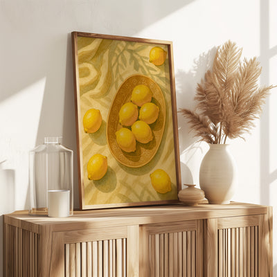 Zitronen Stillleben Poster - Esszimmer & Küchendeko - Moderne Vintage Wandkunst