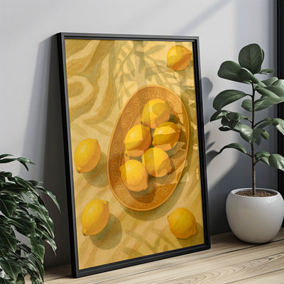 Zitronen Stillleben Poster - Esszimmer & Küchendeko - Moderne Vintage Wandkunst