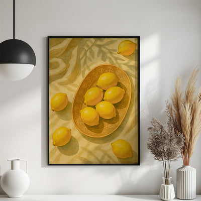 Zitronen Stillleben Poster - Esszimmer & Küchendeko - Moderne Vintage Wandkunst
